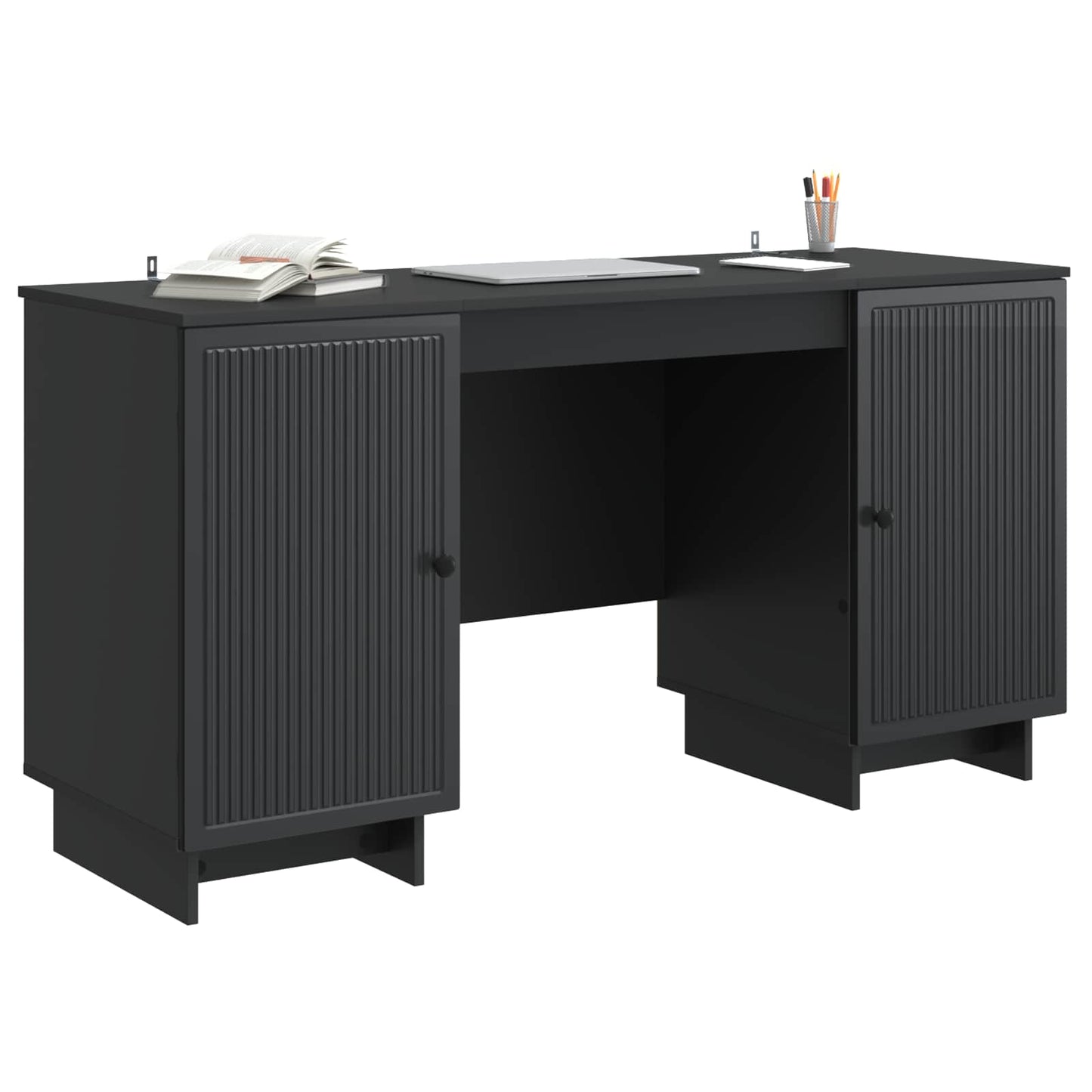 Skrivebord Svart Konstruert tre 142,5 x 50 x 75 cm