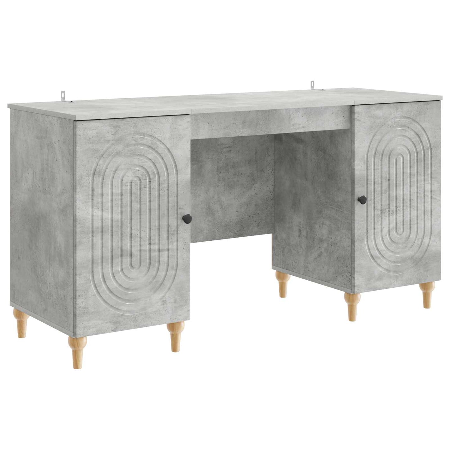 Skrivebord med dør Betonggrå 142,5 x 50 x 75 cm Konstruert tre