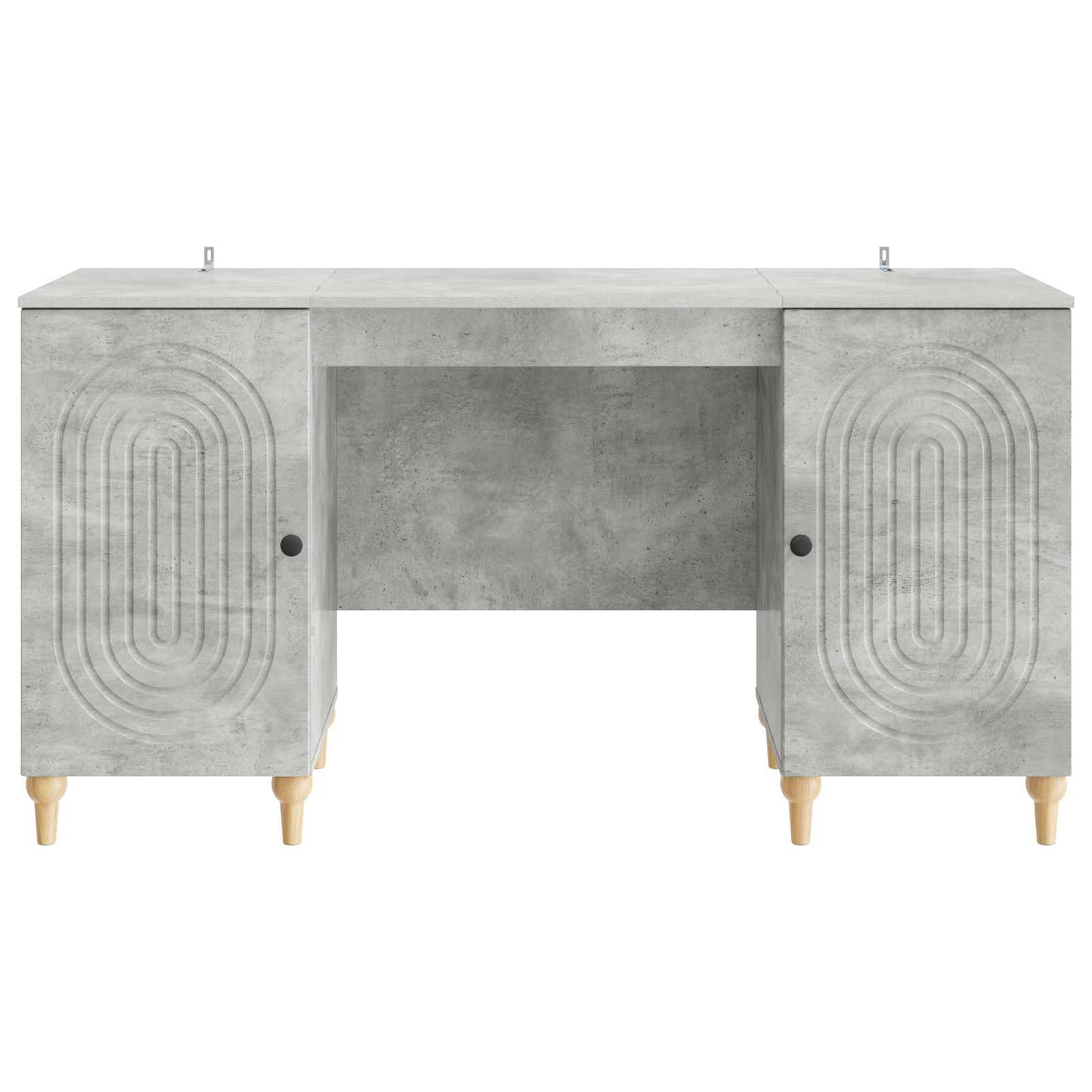 Skrivebord med dør Betonggrå 142,5 x 50 x 75 cm Konstruert tre