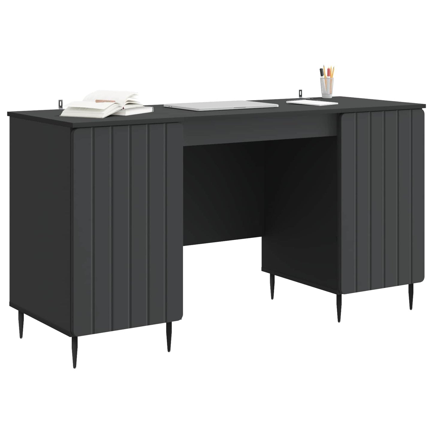 Skrivebord med hylle Svart 142,5 x 50 x 75 cm Konstruert tre