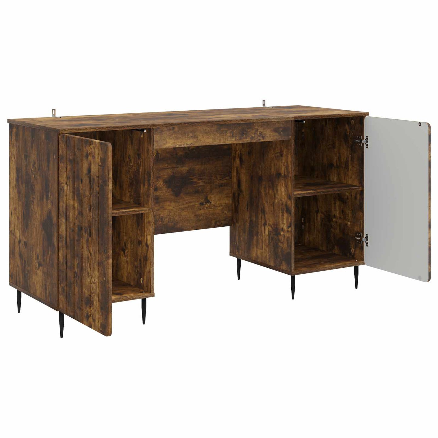 Skrivebord med hylle Røkt Eik 142,5 x 50 x 75 cm Konstruert tre