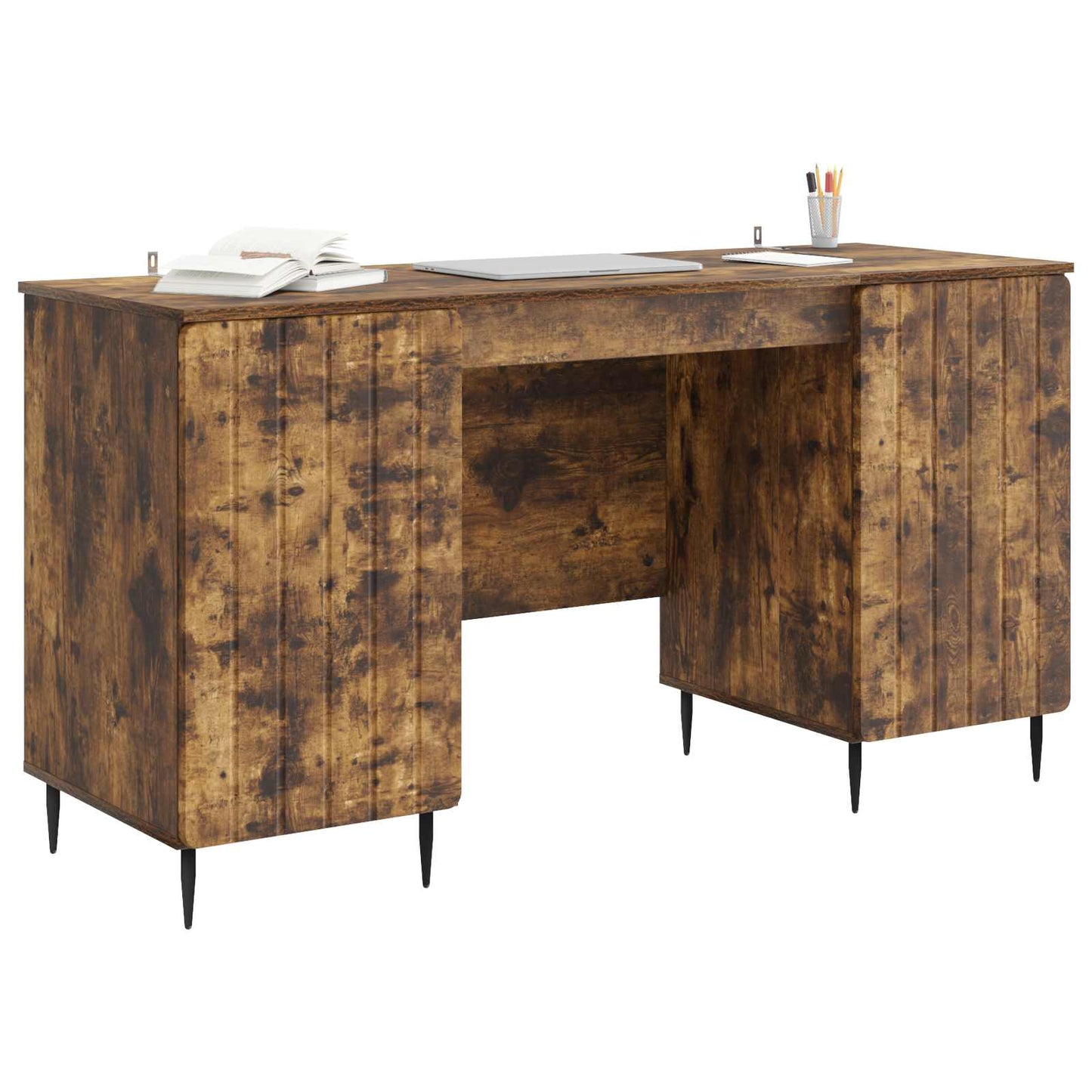 Skrivebord med hylle Røkt Eik 142,5 x 50 x 75 cm Konstruert tre