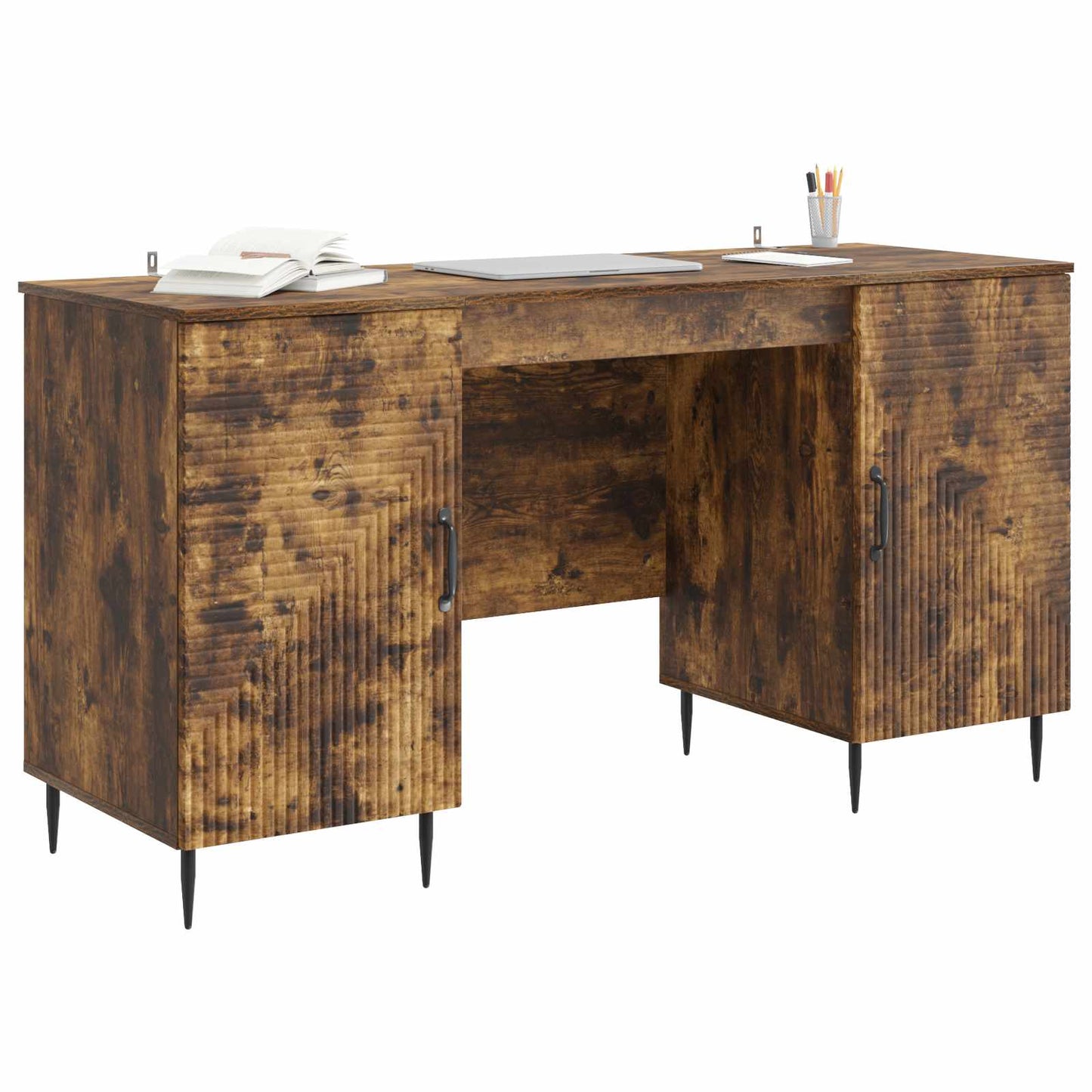 Skrivebord med hylle Røkt Eik 142,5 x 50 x 75 cm Konstruert tre