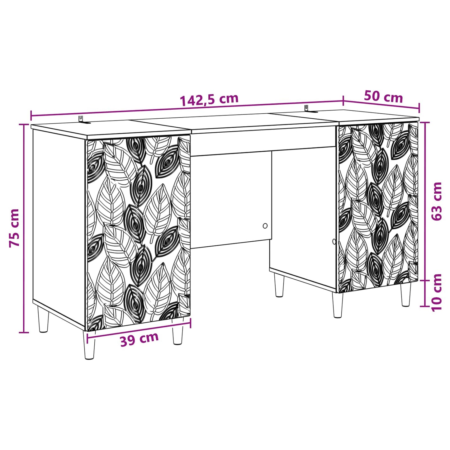 Skrivebord Sonoma eik Konstruert tre 142,5 x 50 x 75 cm