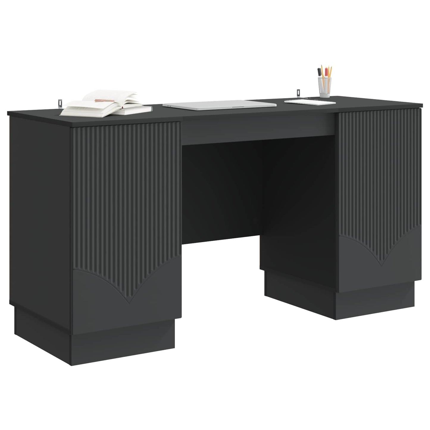 Skrivebord med hylle Svart 142,5 x 50 x 75 cm Konstruert tre