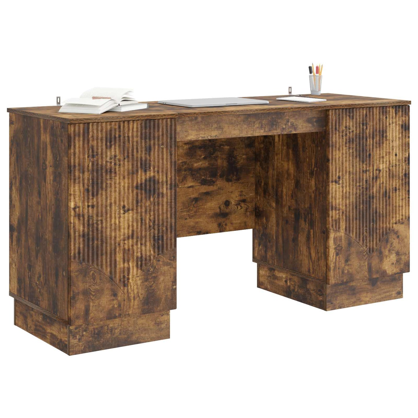 Skrivebord med hylle Røkt Eik 142,5 x 50 x 75 cm Konstruert tre