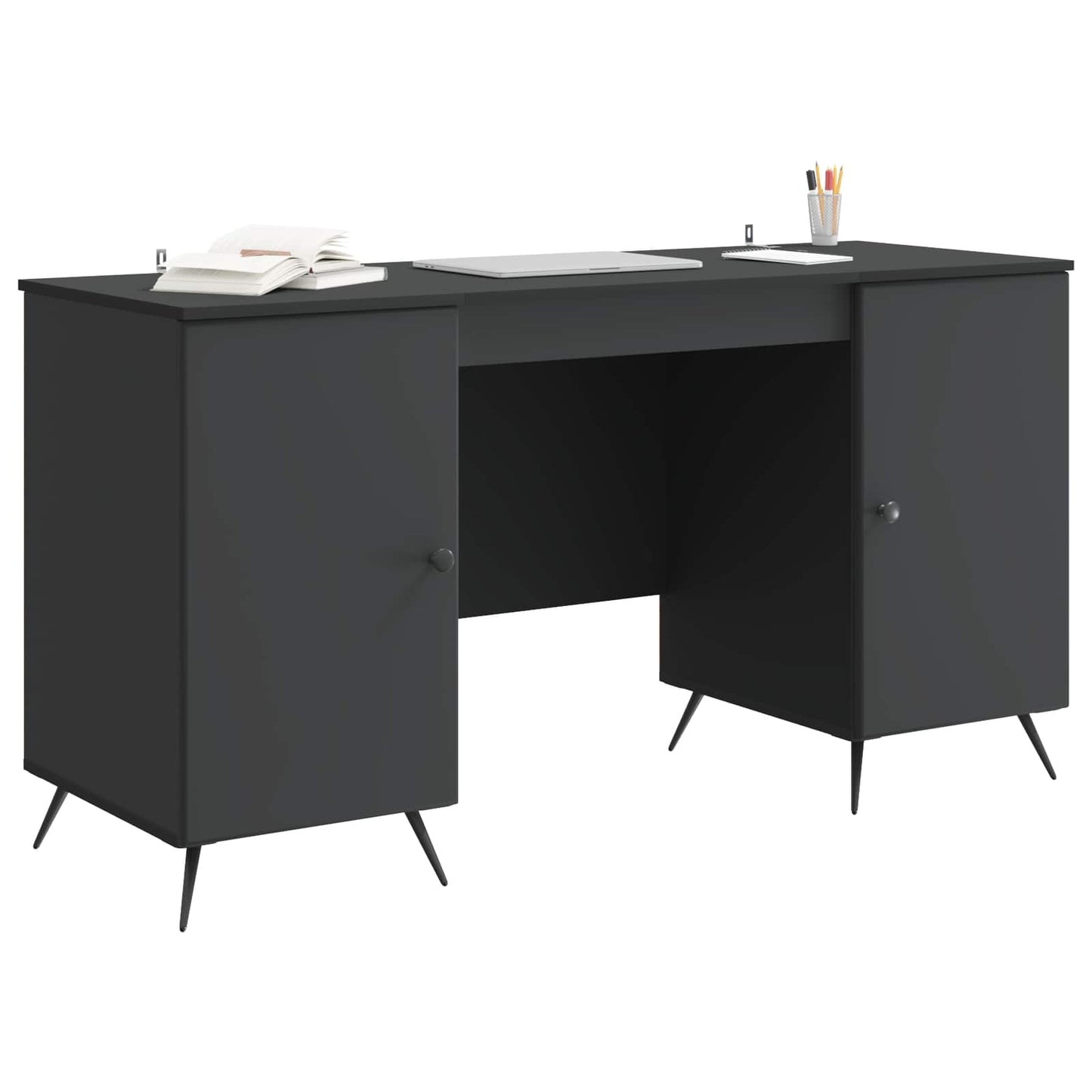 Skrivebord med hylle Svart 142,5 x 50 x 75 cm Konstruert tre
