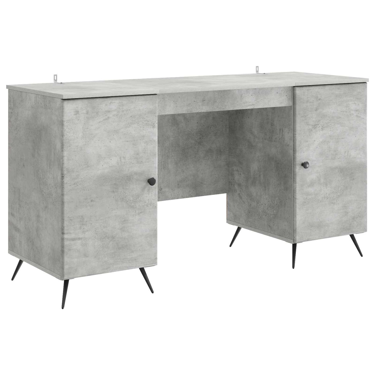 Skrivebord med dør Betonggrå 142,5 x 50 x 75 cm Konstruert tre