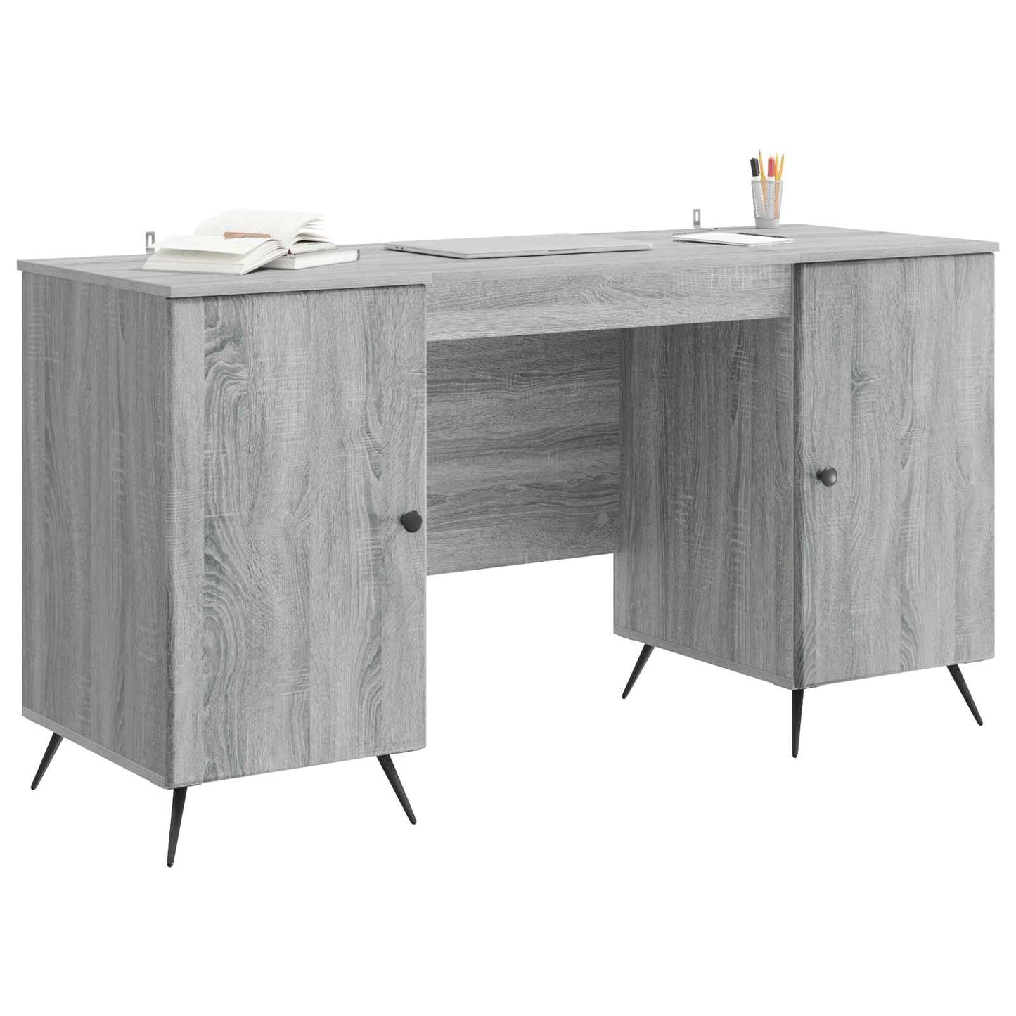 Skrivebord med dør Grå sonoma 142,5 x 50 x 75 cm Konstruert tre