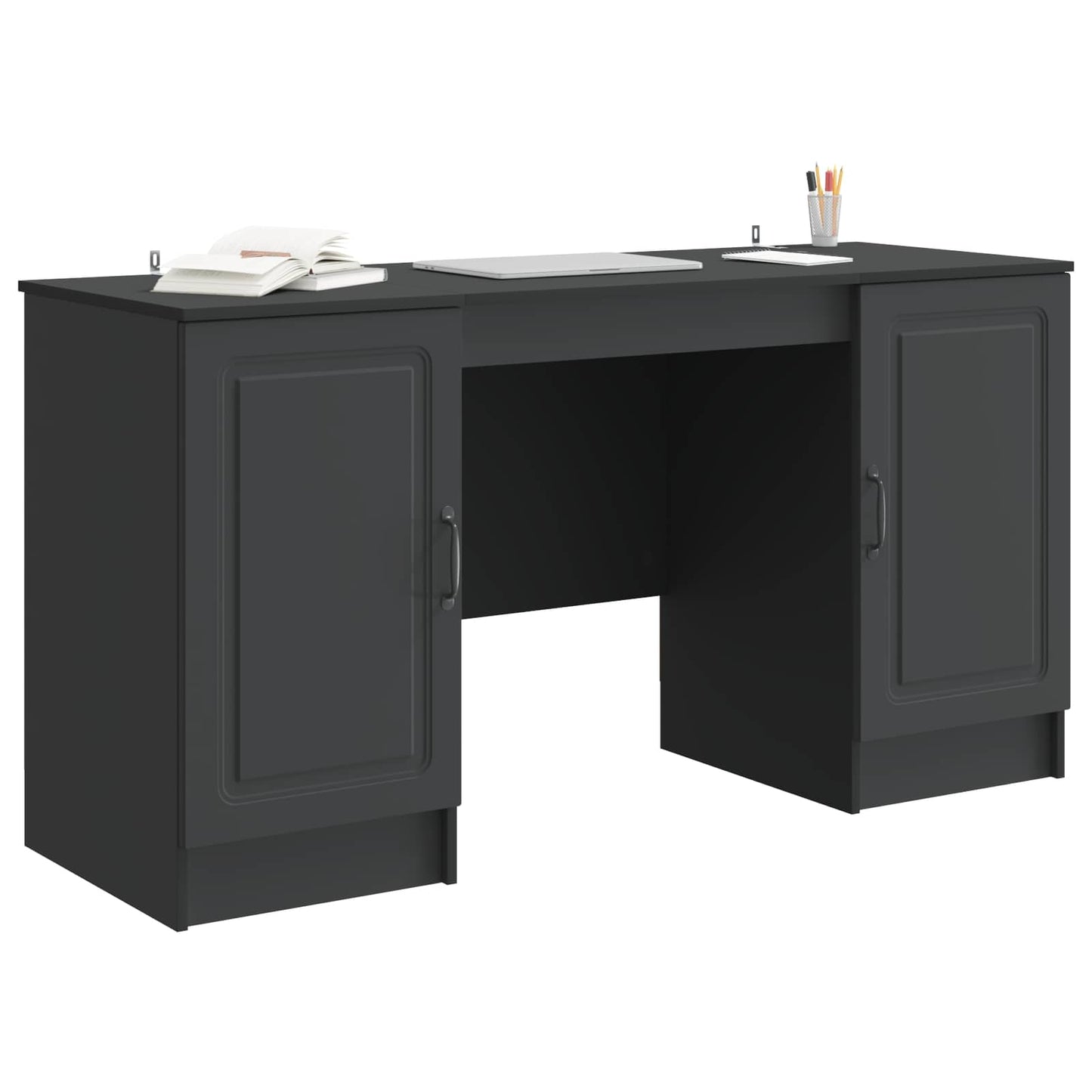 Skrivebord med hylle Svart 142,5 x 50 x 75 cm Konstruert tre
