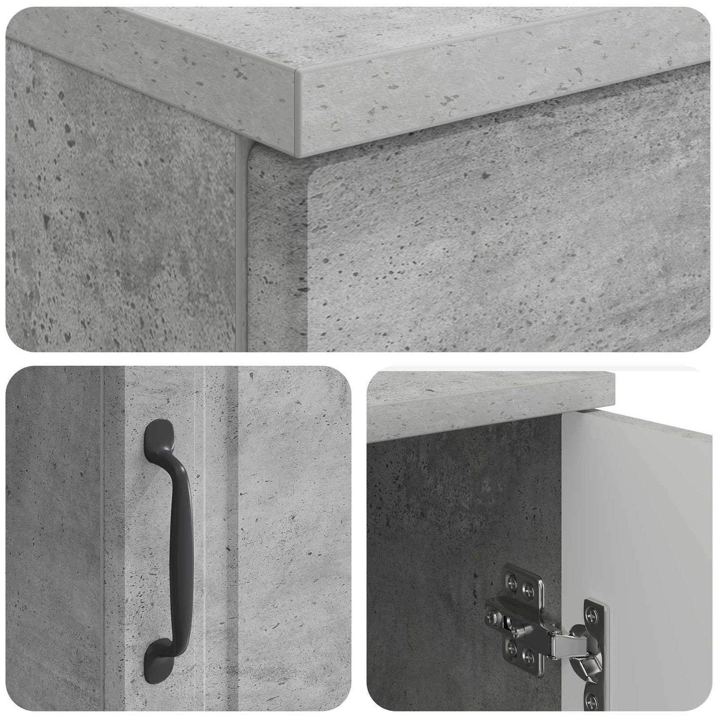 Skrivebord med dør Betonggrå 142,5 x 50 x 75 cm Konstruert tre