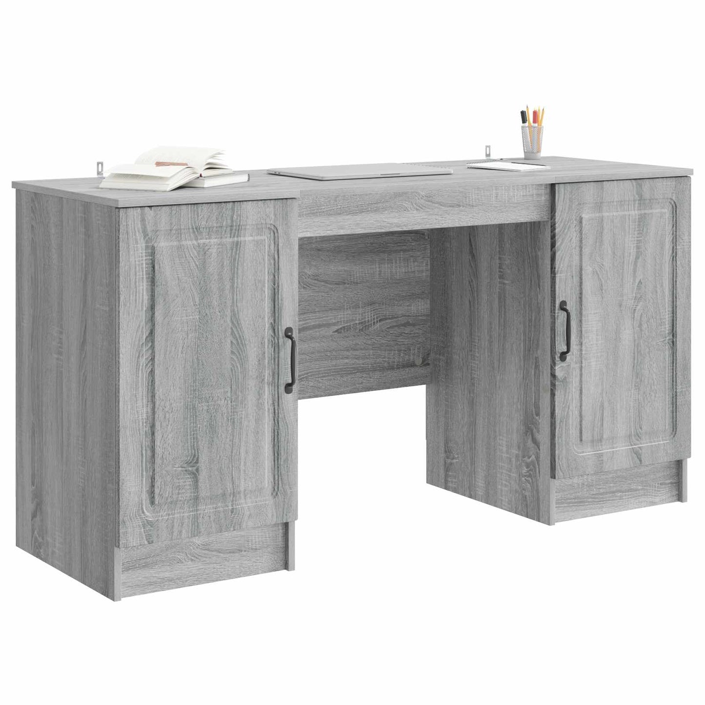 Skrivebord med dør Grå sonoma 142,5 x 50 x 75 cm Konstruert tre