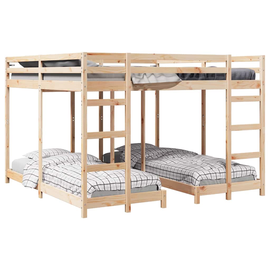 Trippel Køyesengramme Naturlig 80 / 200 x 200 cm Massiv furu