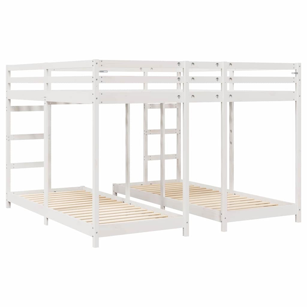 Trippel Køyesengramme Hvit 200 x 200 cm Massiv furu