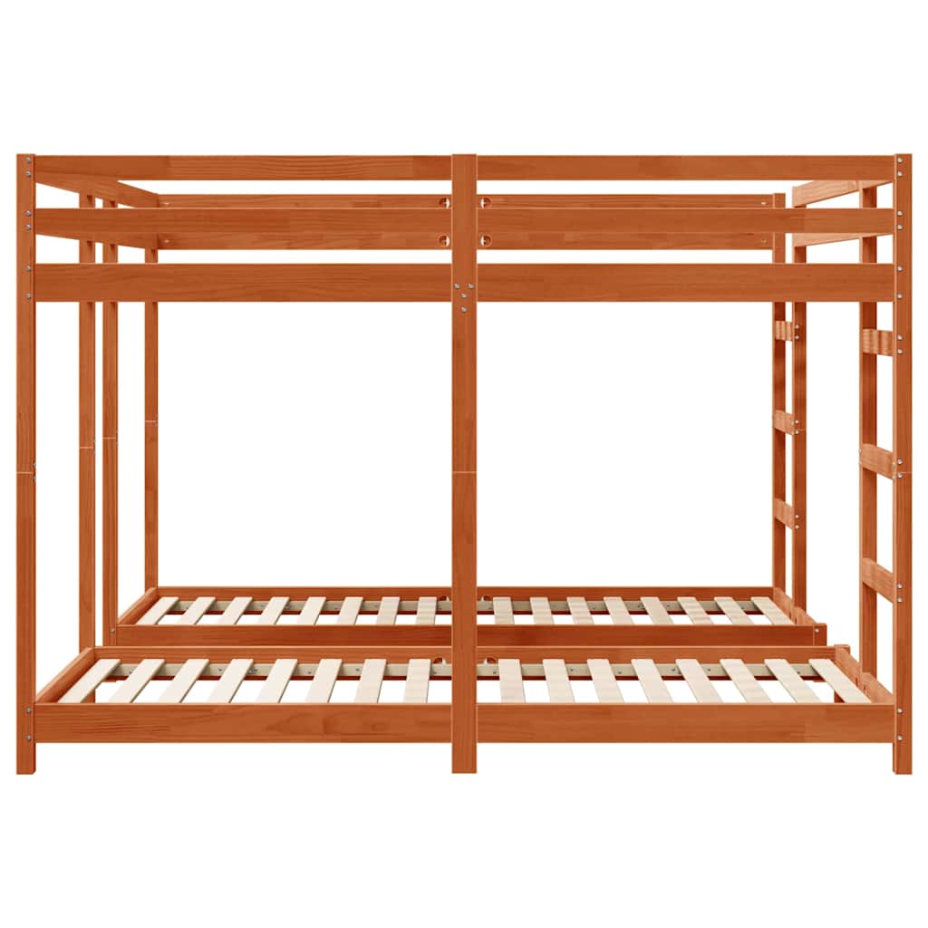 Trippel Køyesengramme Vokset Brun 200 x 200 cm Massiv furu