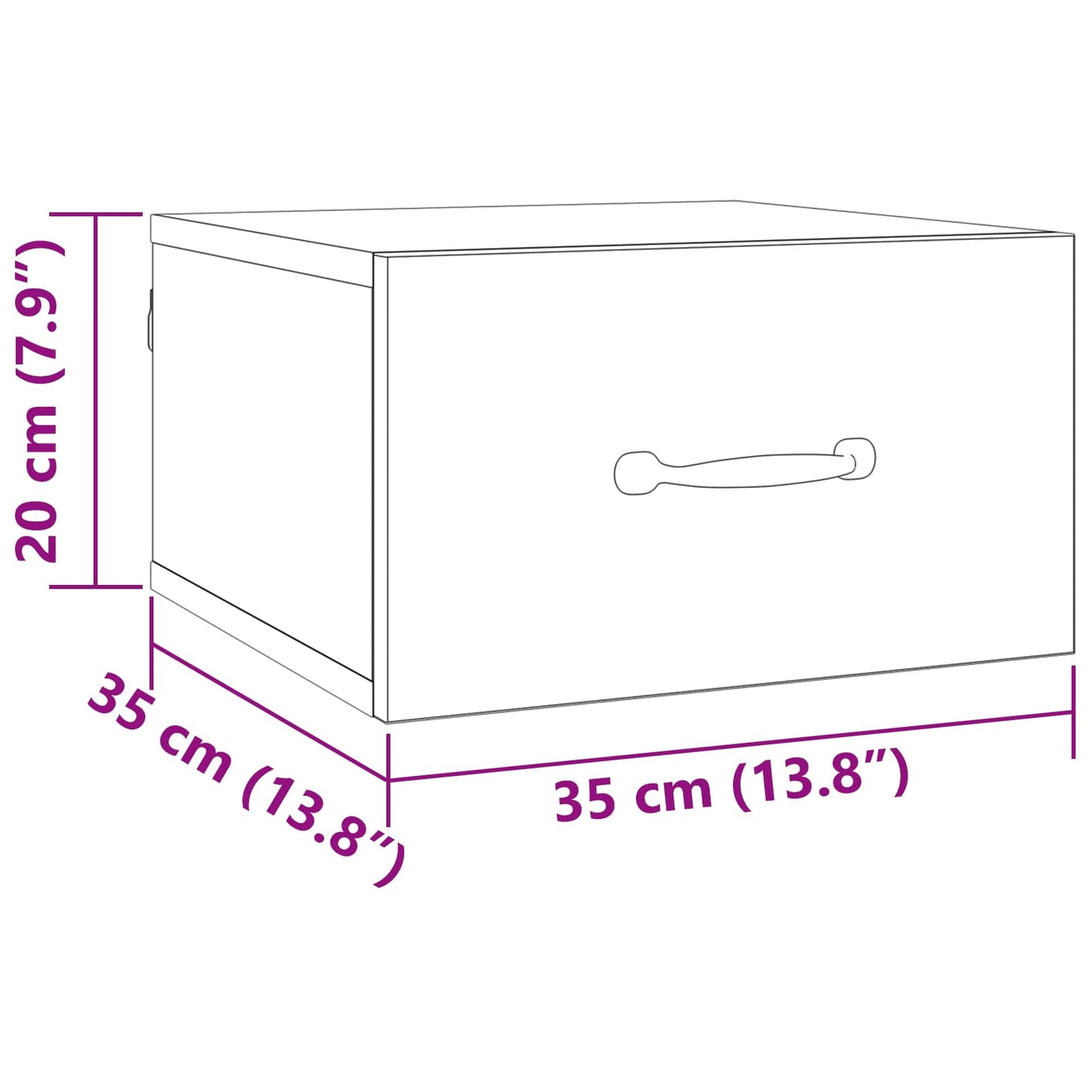 Nattbordskap med skuff Svart Eik 35 x 35 x 20 cm Konstruert tre