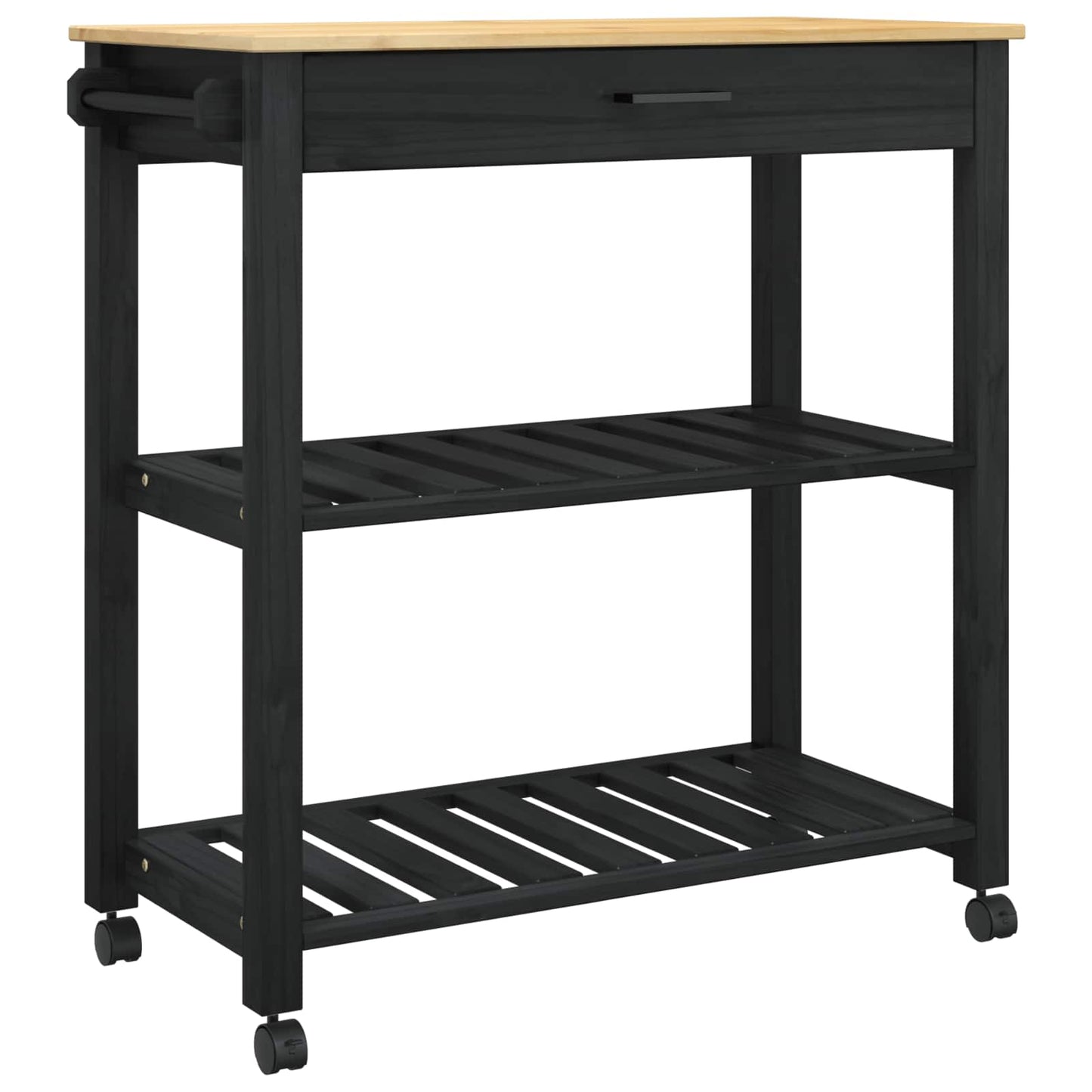 Kjøkkenvogn MONZA Svart 84 x 40 x 88,5 cm Massiv furu