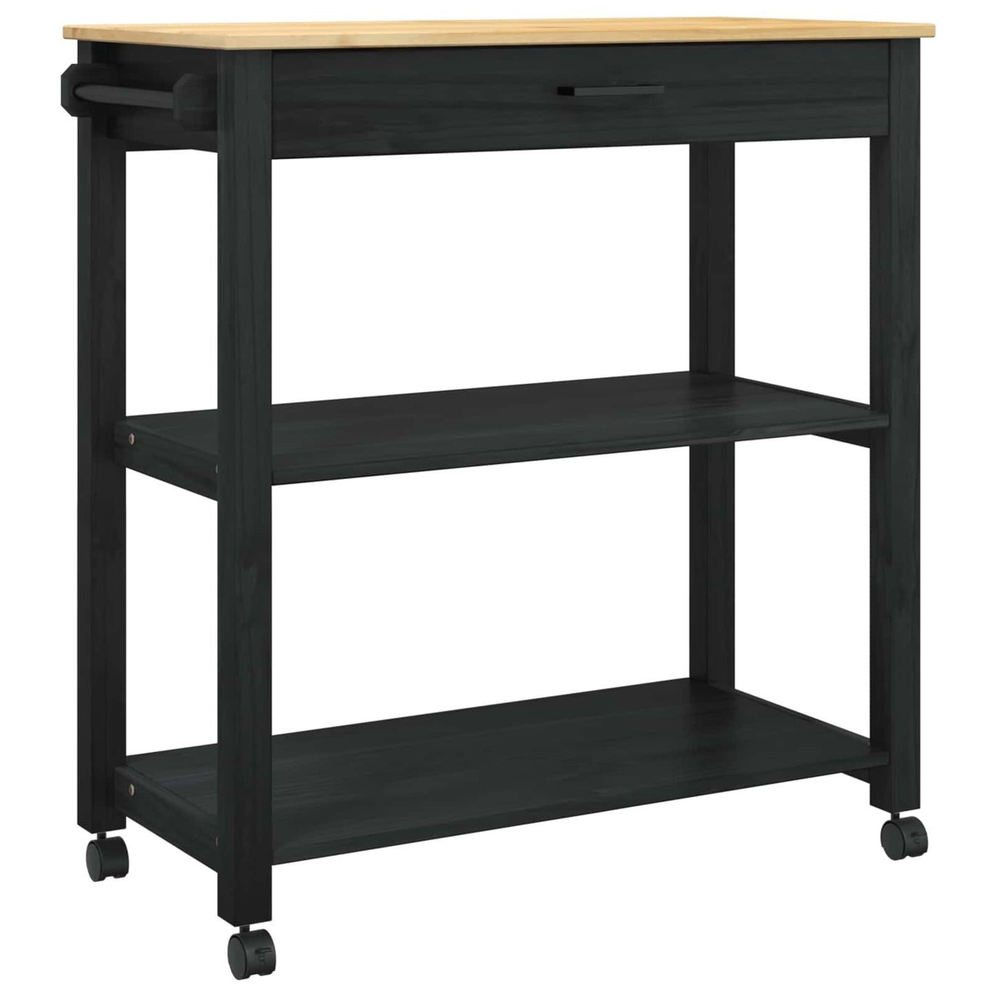 Kjøkkenvogn MONZA Svart 84 x 40 x 88,5 cm Massiv furu