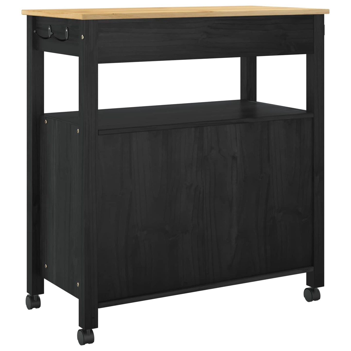 Kjøkkenvogn MONZA Svart 84 x 40 x 88,5 cm Massiv furu