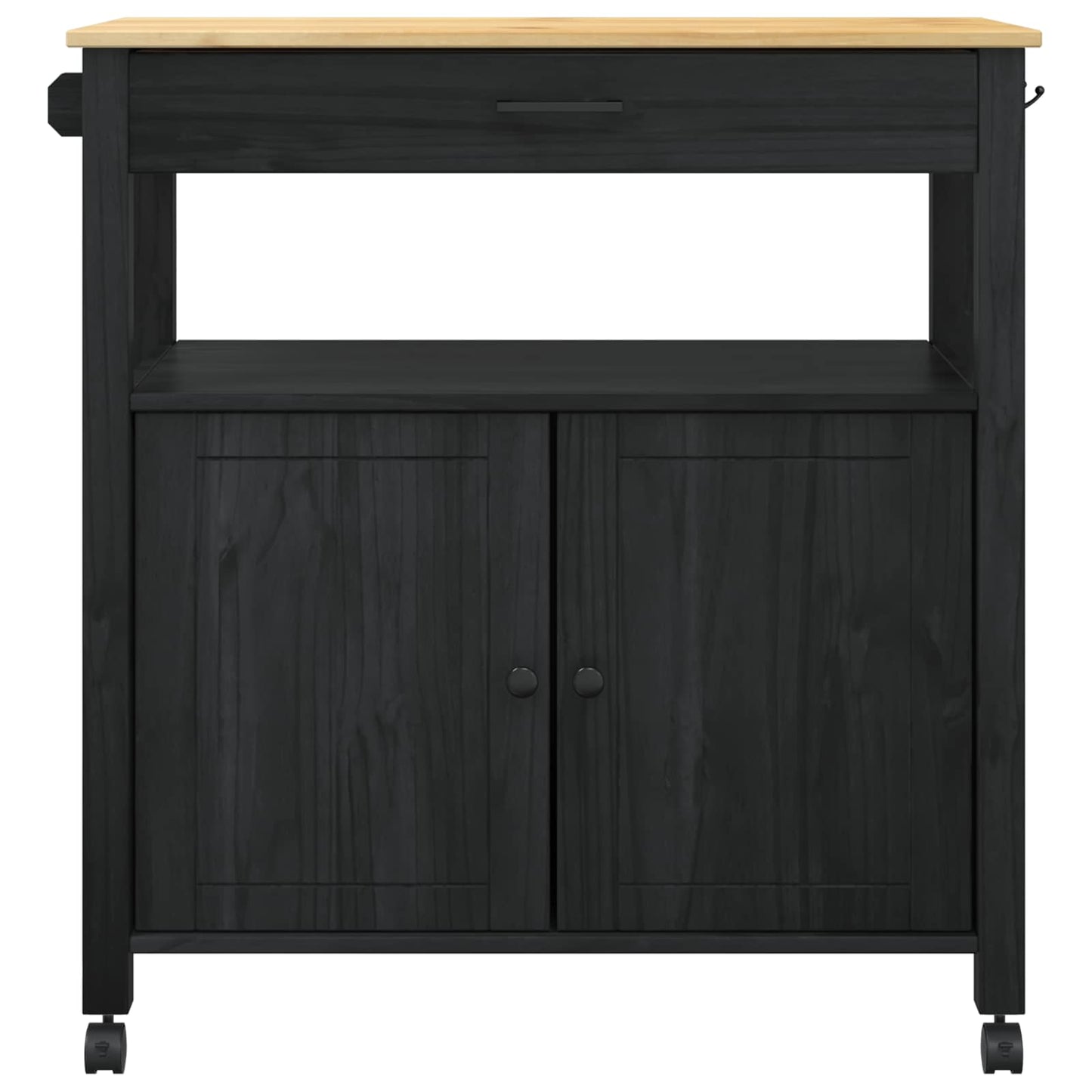 Kjøkkenvogn MONZA Svart 84 x 40 x 88,5 cm Massiv furu
