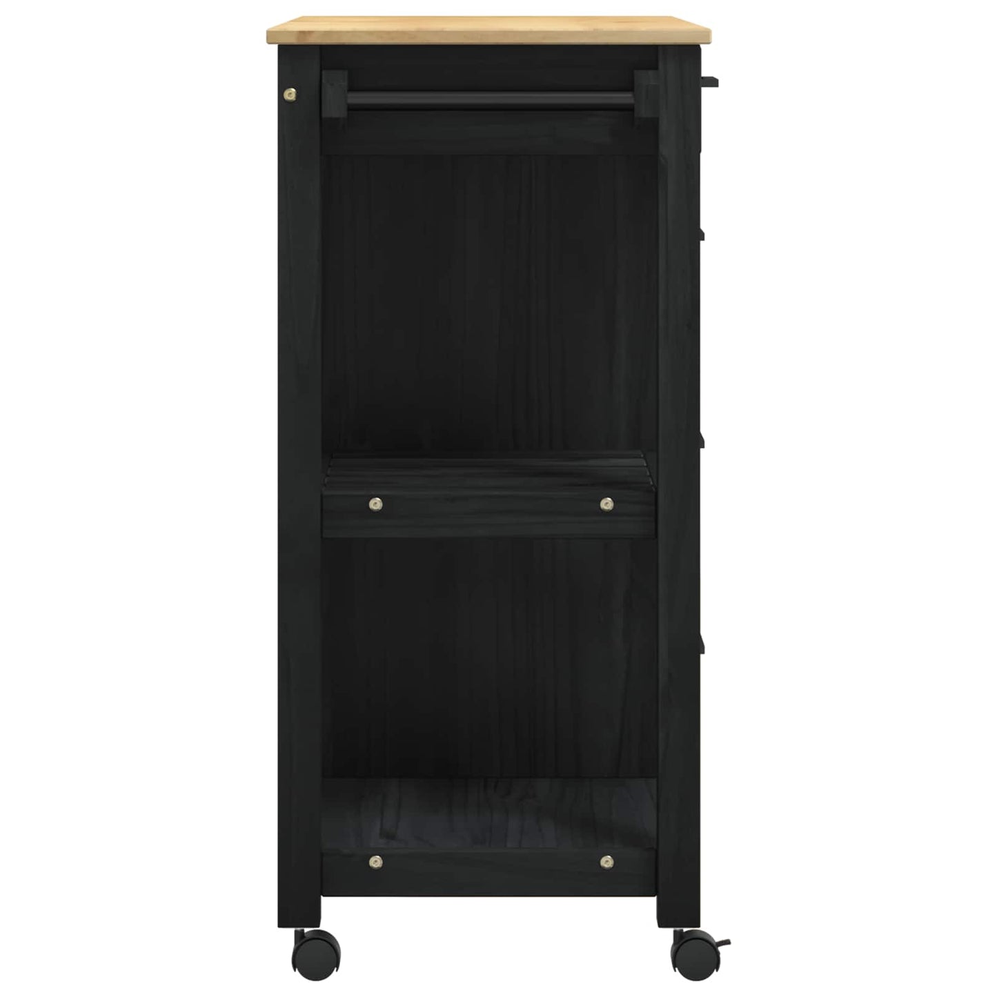 Kjøkkenvogn MONZA Svart 84 x 40 x 88,5 cm Massiv furu