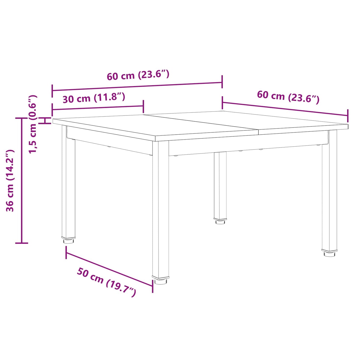Kaffebord Hvit 60 x 60 x 36 cm Massiv furu