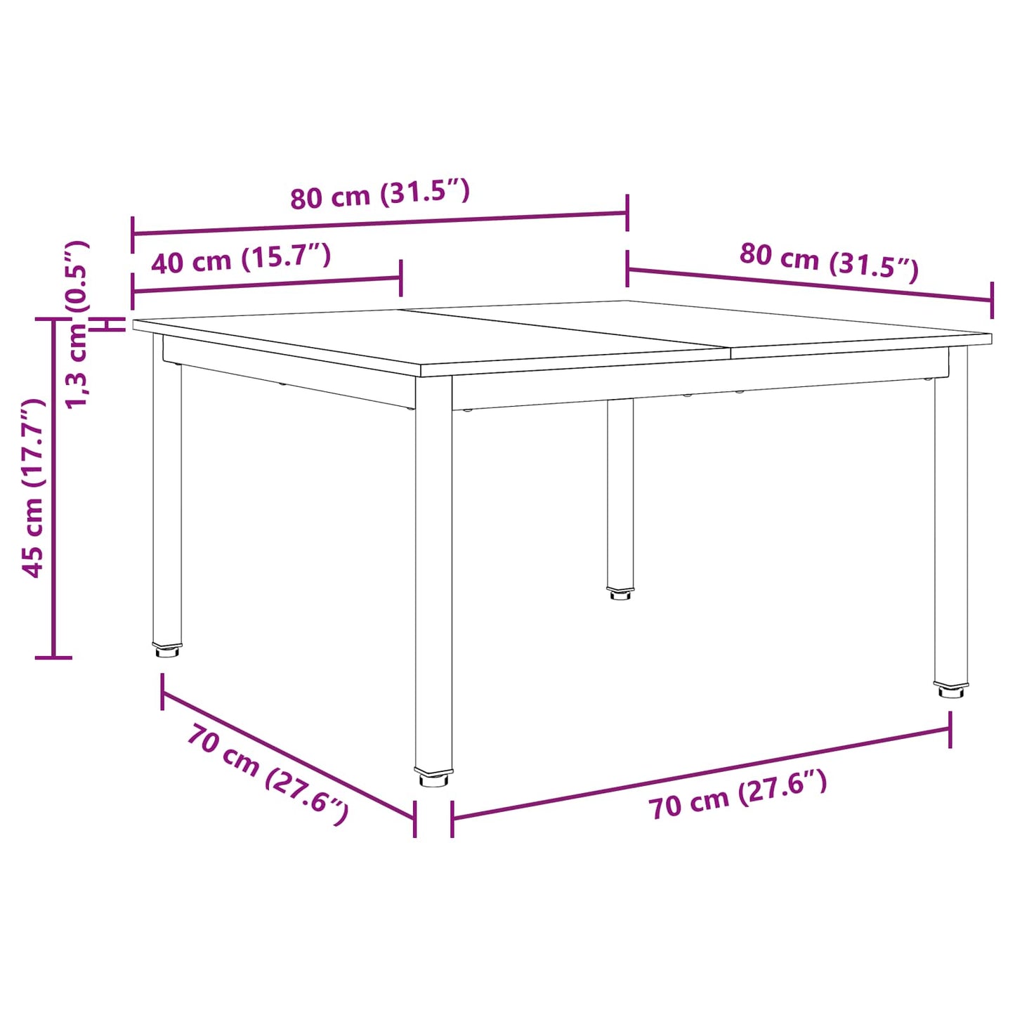 Kaffebord Naturlig 80 x 80 x 45 cm Massiv furu
