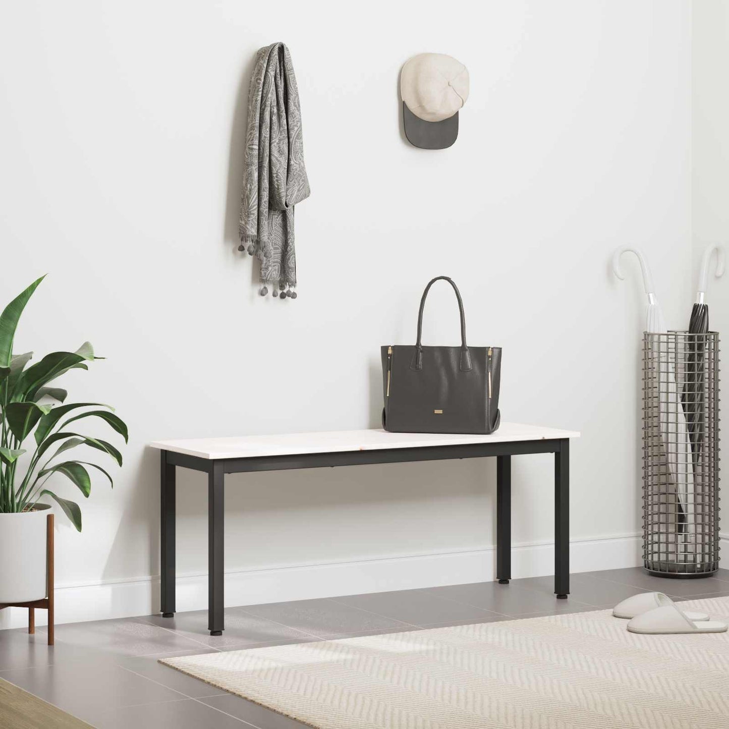 benk Hvit 110 x 35 x 45 cm Massiv furu