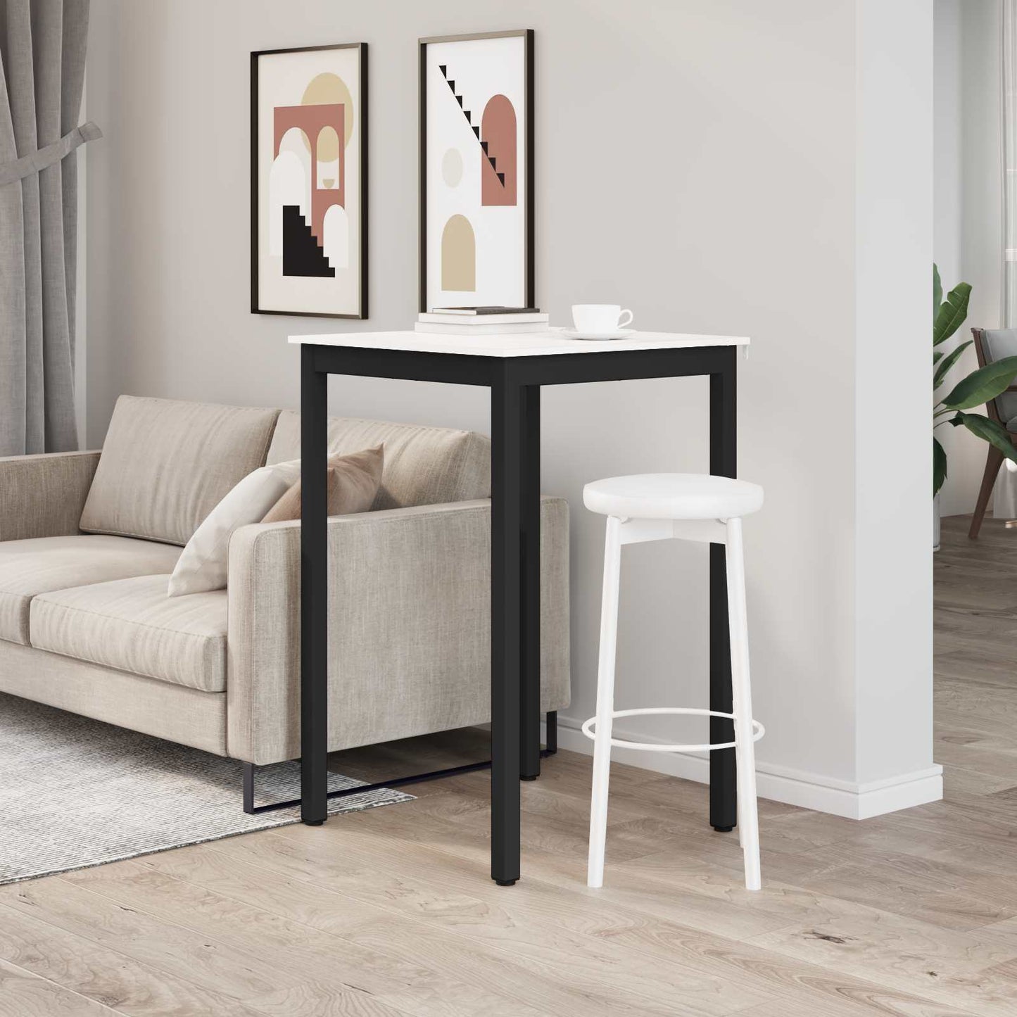Barbord Hvit 70 x 70 x 105 cm Massiv furu