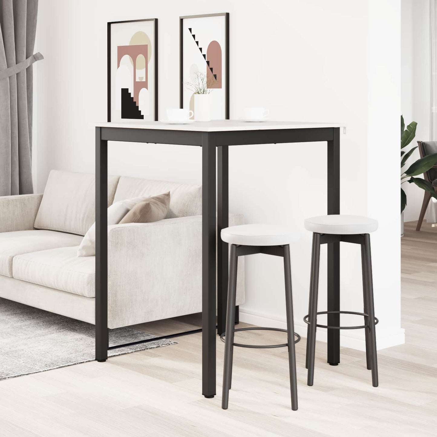 Barbord Hvit 80 x 80 x 105 cm Massiv furu