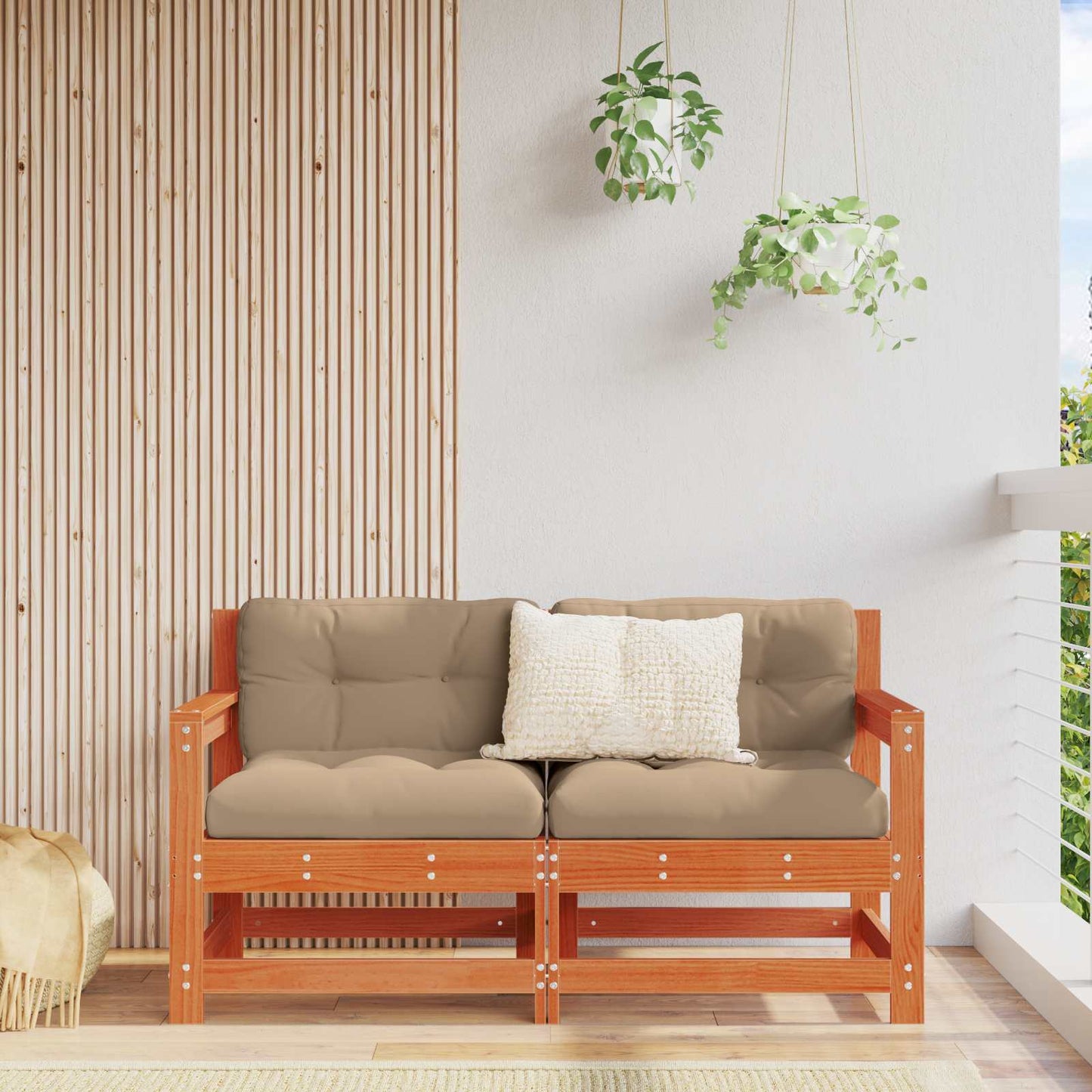 Hjørnesofa til hagen Massiv furu VoksBrun 132 x 62 x 70,5 cm