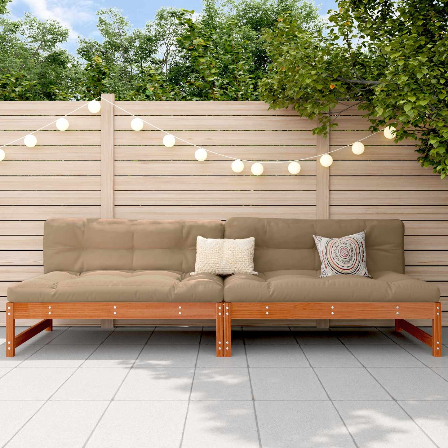 Hagemøbel Midtsofa Massiv furu VoksBrun 240 x 84 x 70 cm
