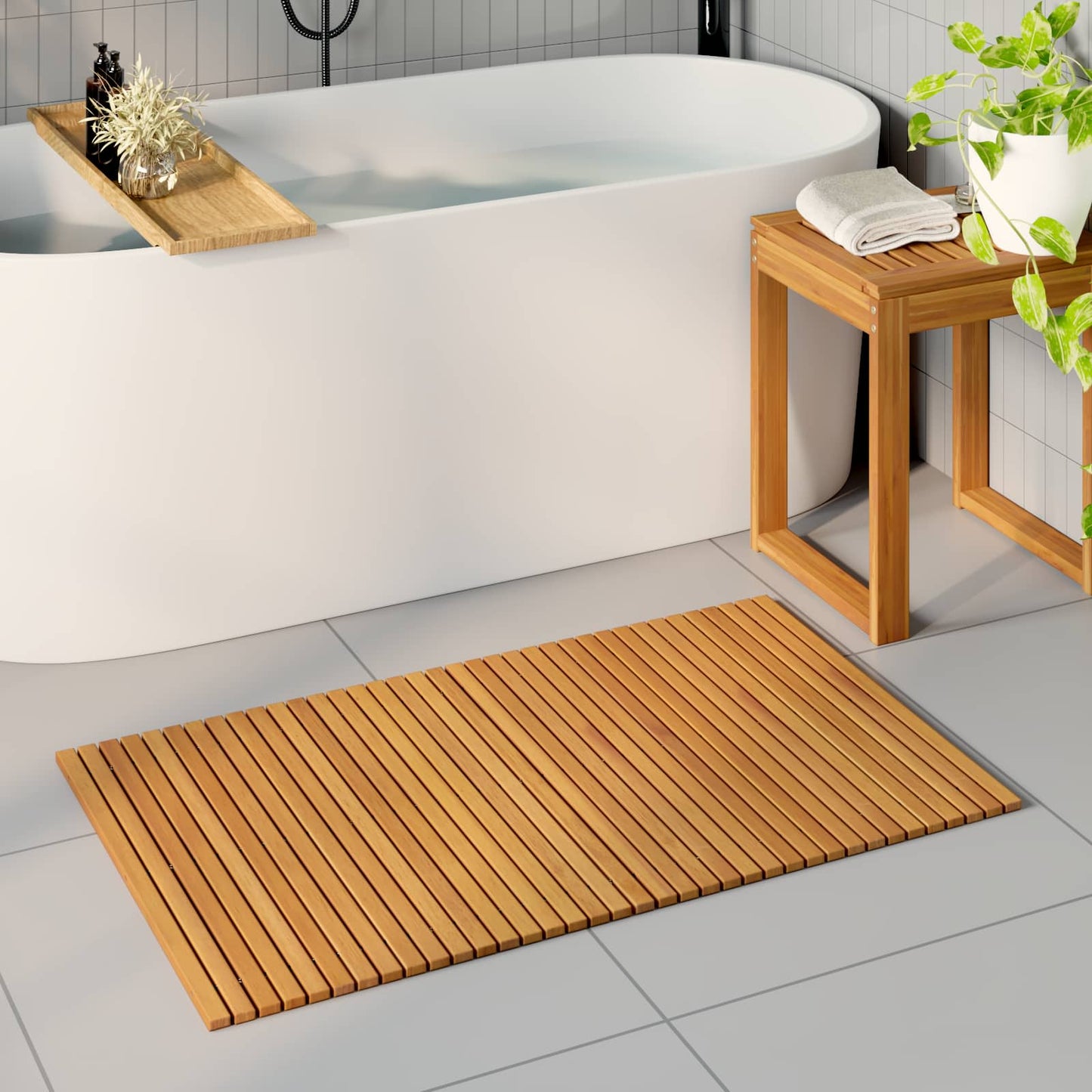 Badematte Brun 100 x 60 cm Solid akasietre