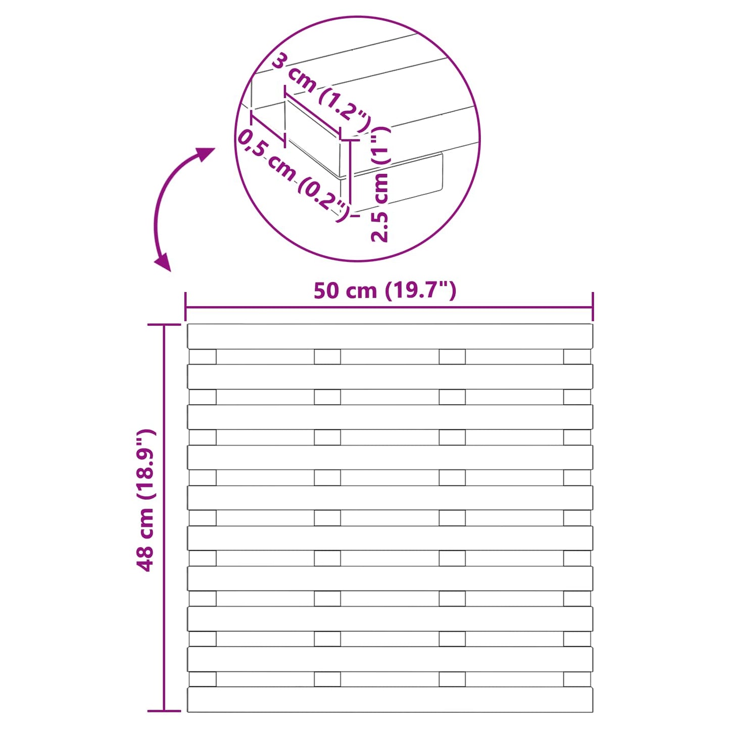 Badematte Ensfarget Brun 50 x 48 x 2,5 cm tre