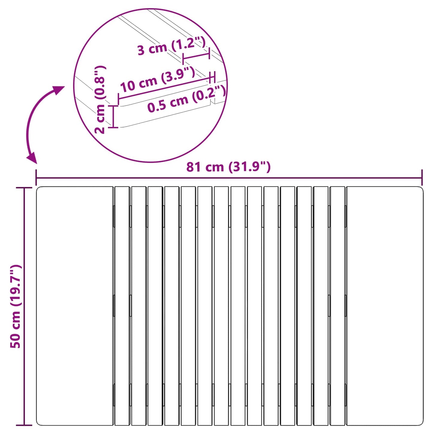 Badematte Ensfarget Brun 81 x 50 cm tre