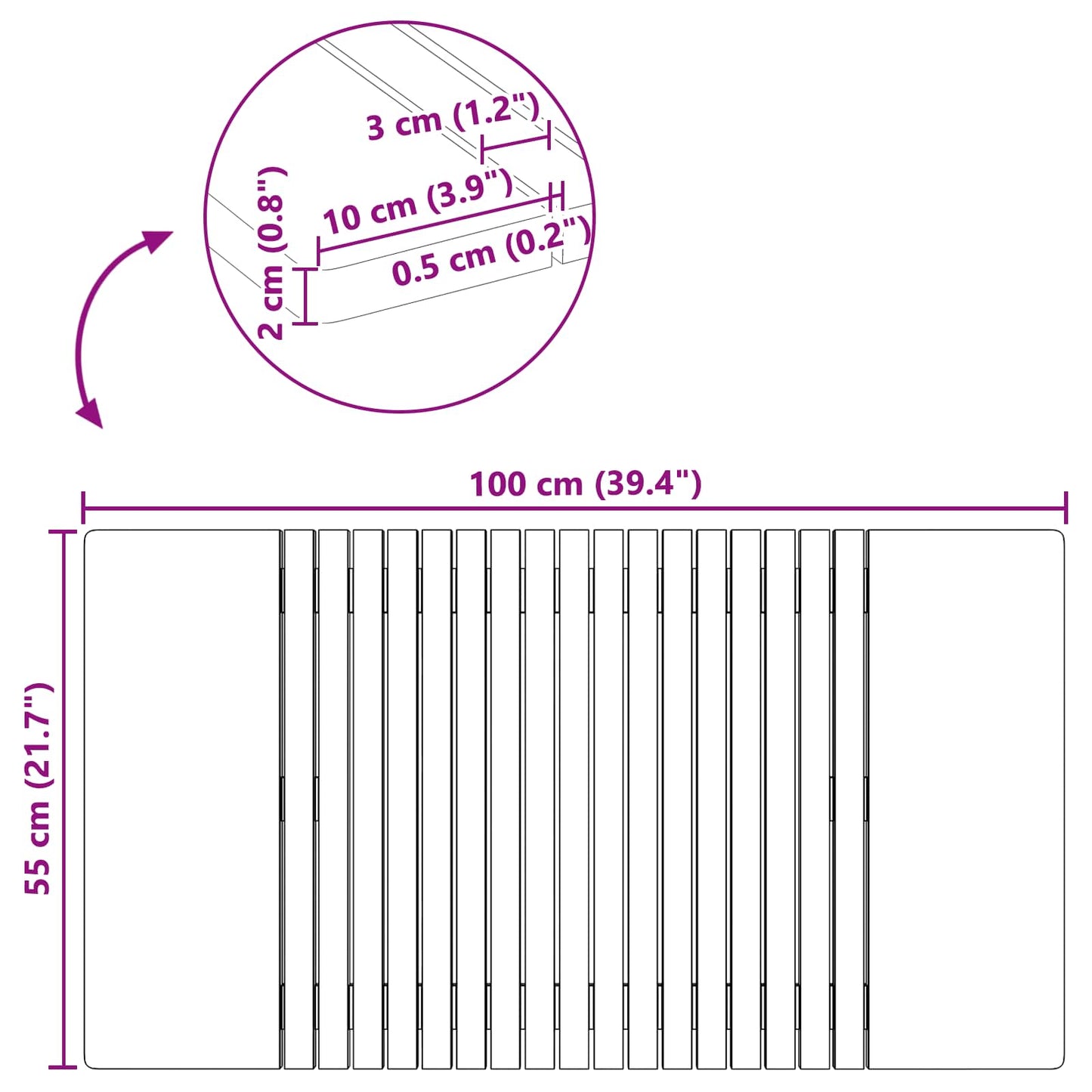 Badematte Ensfarget Brun 100 x 55 cm tre