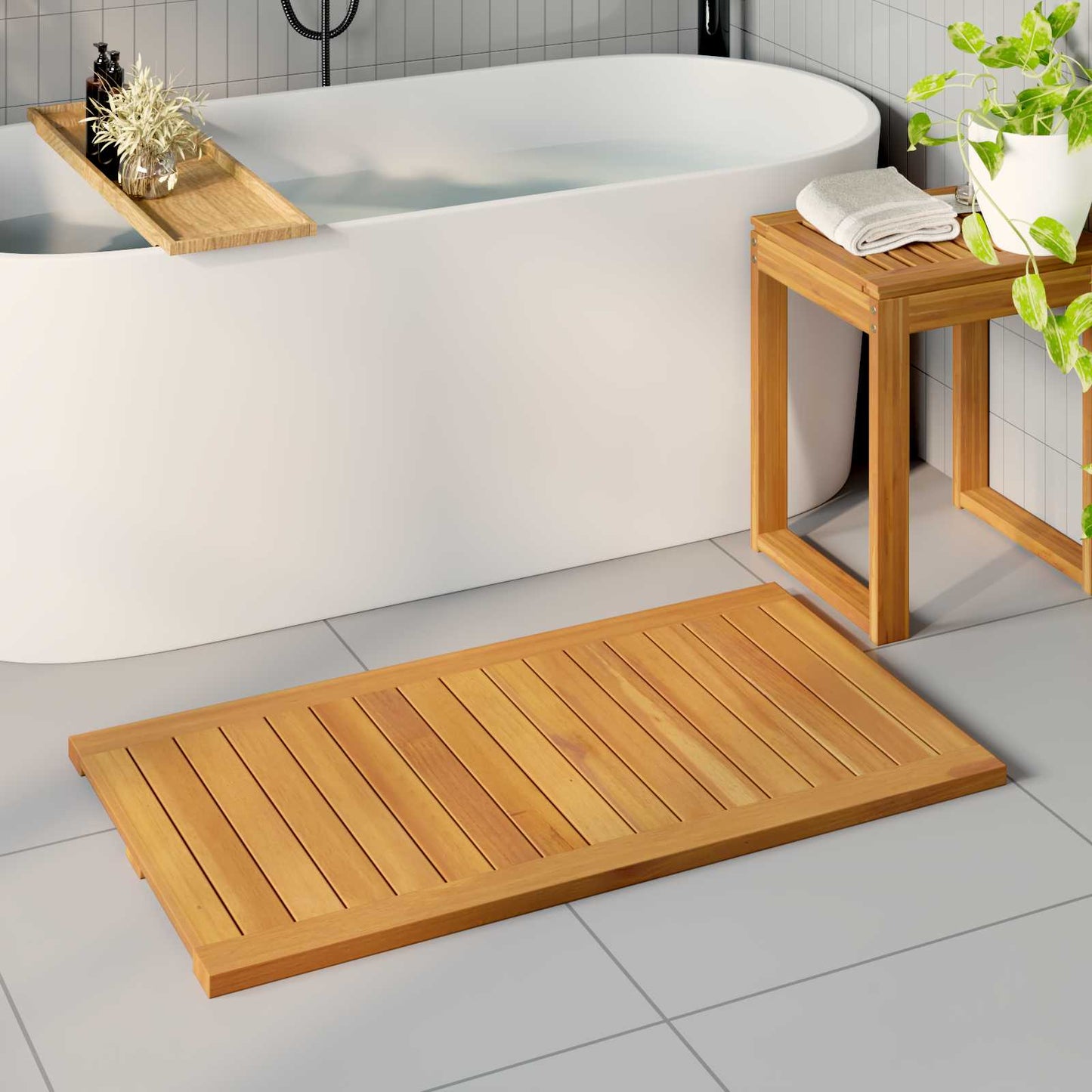 Badematte Ensfarget Brun 100 x 55 cm tre