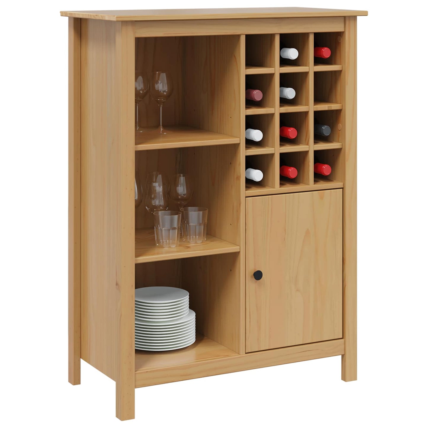 Vinskap HILL Honning brun 79.5 x 40 x 107.5 cm Massiv furu