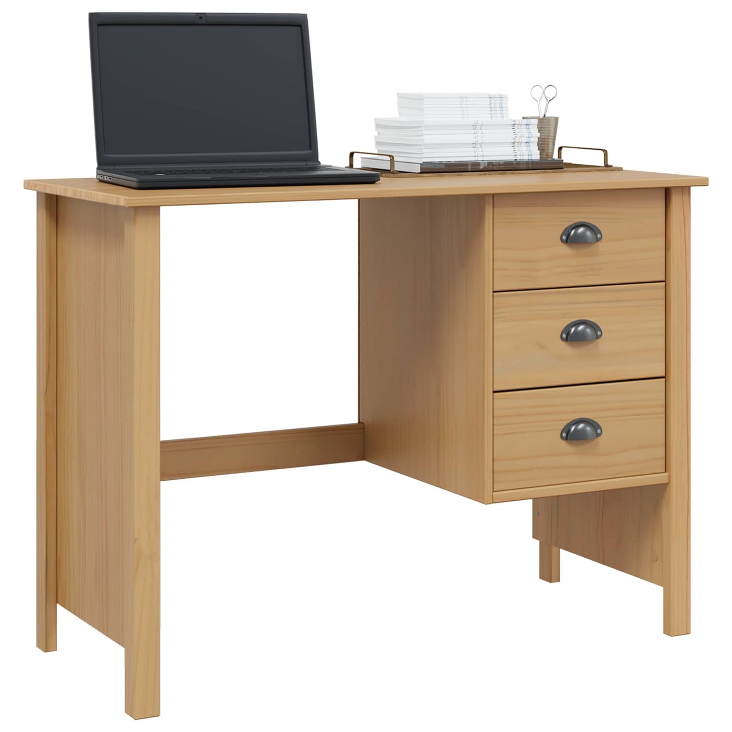 Bord med skuffer Honning brun 100 x 45 x 74 cm Massiv furu vidaXL