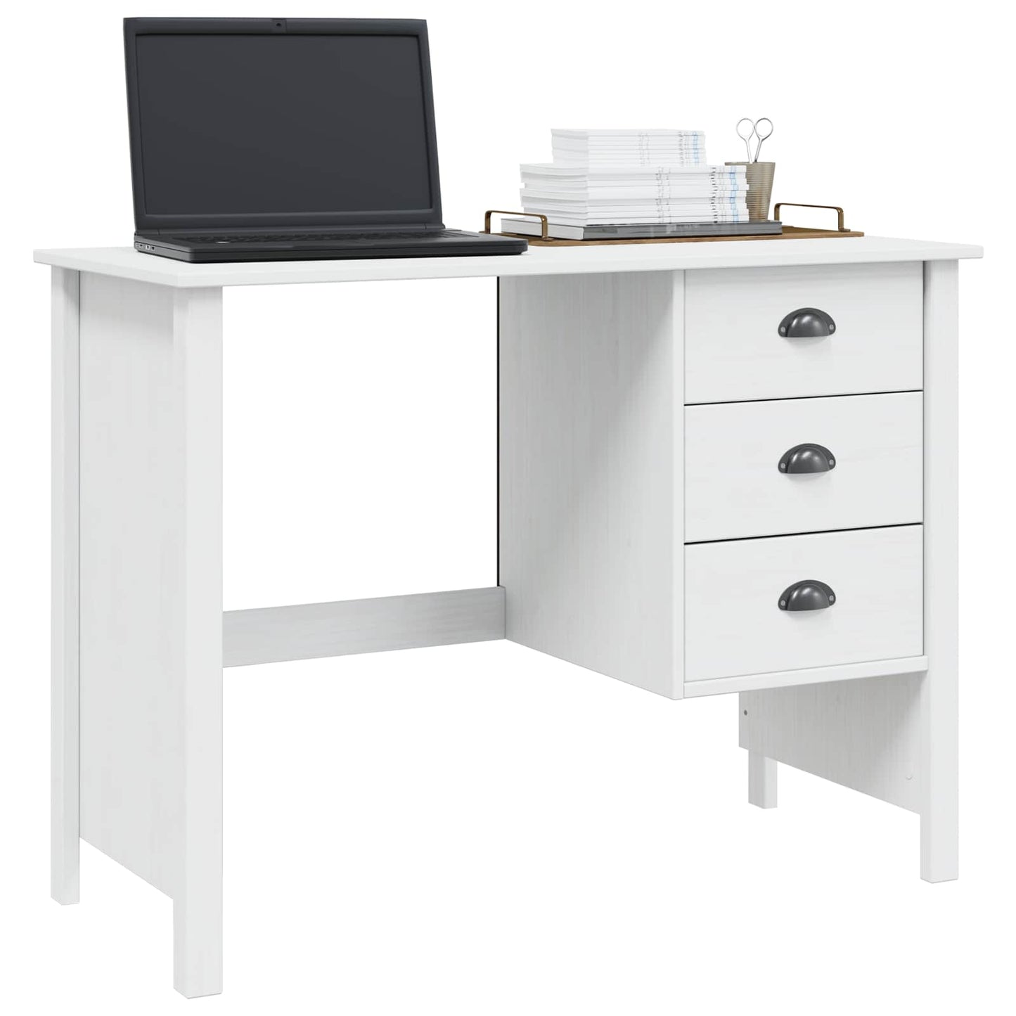 Bord med skuffer med skuff Hvit 100 x 45 x 74 cm Massiv furu vidaXL