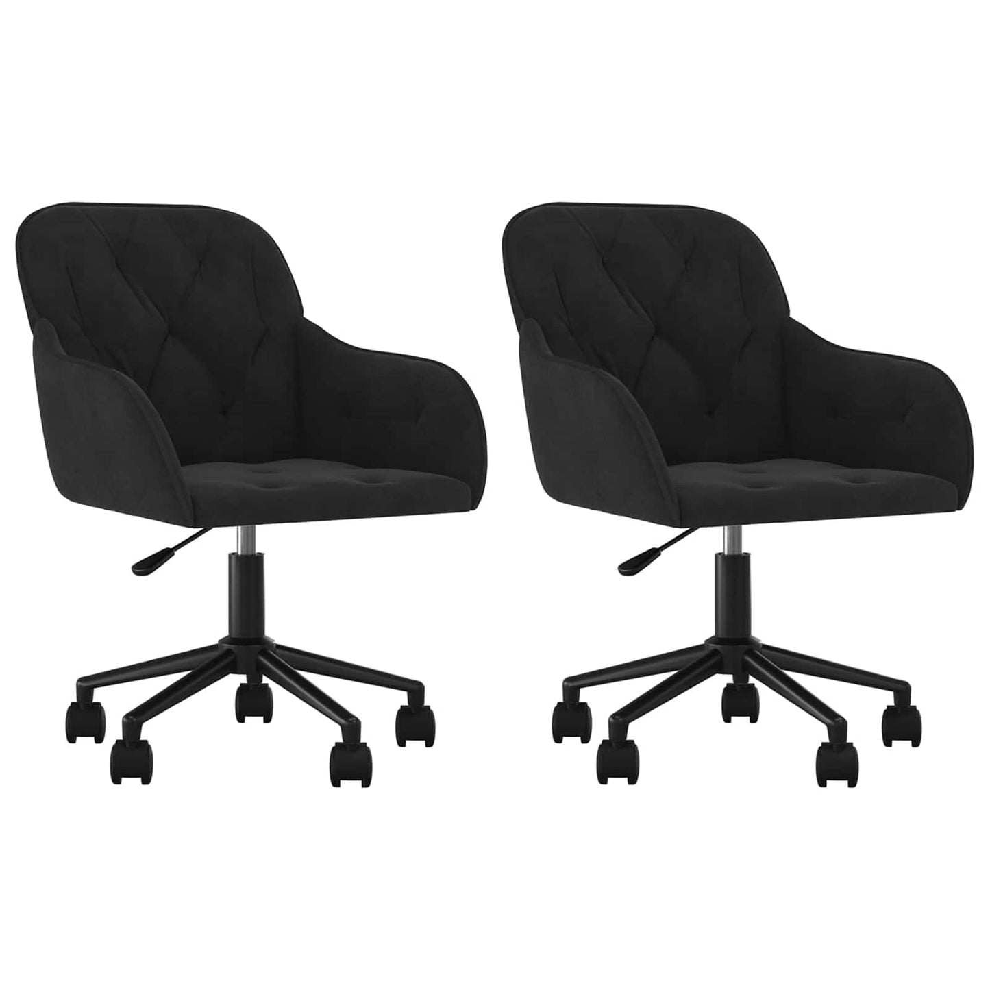 Spisestuestol med hjul 2 pcs Svart 55 x 59,5 x 77 cm Fløyel vidaXL
