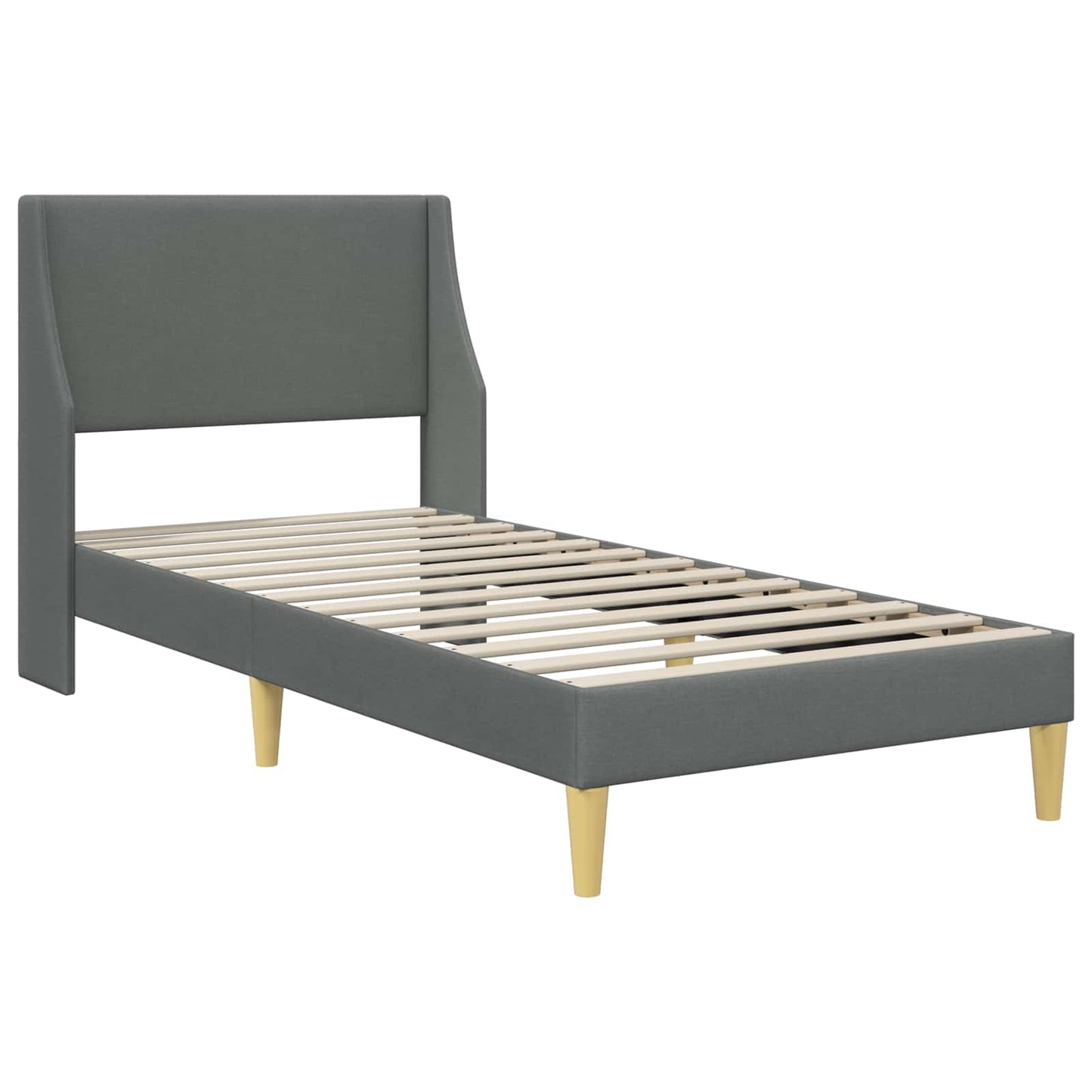 Sengeramme med madrass Mørkegrå 90 x 190 cm stoff