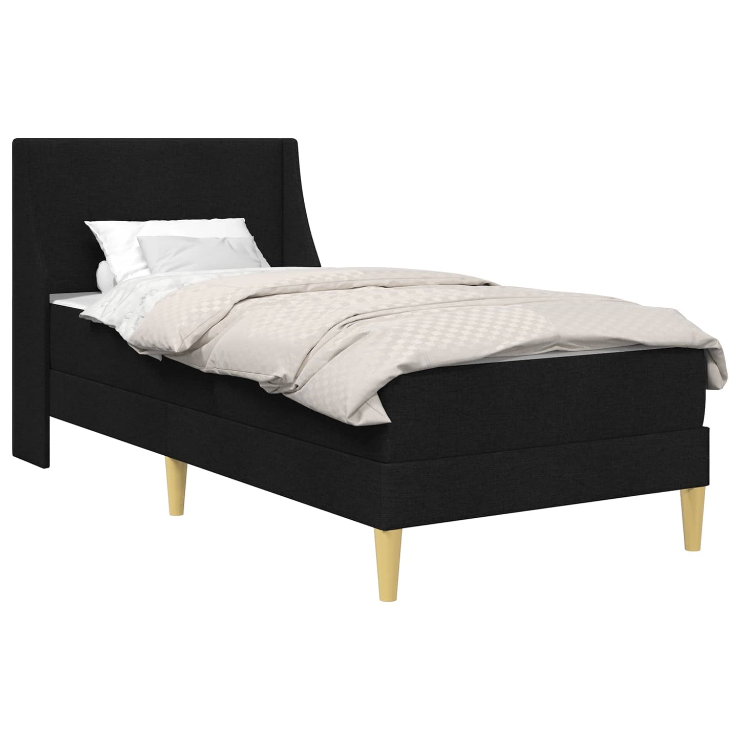 Sengeramme med madrass med hodegjerde Svart 90 x 190 cm stoff