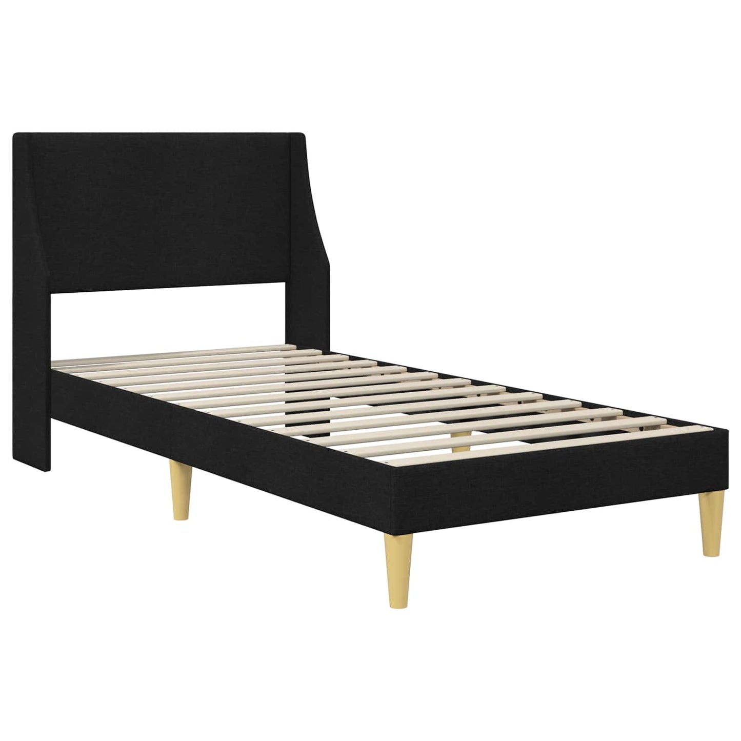 Sengeramme med madrass med hodegjerde Svart 90 x 190 cm stoff