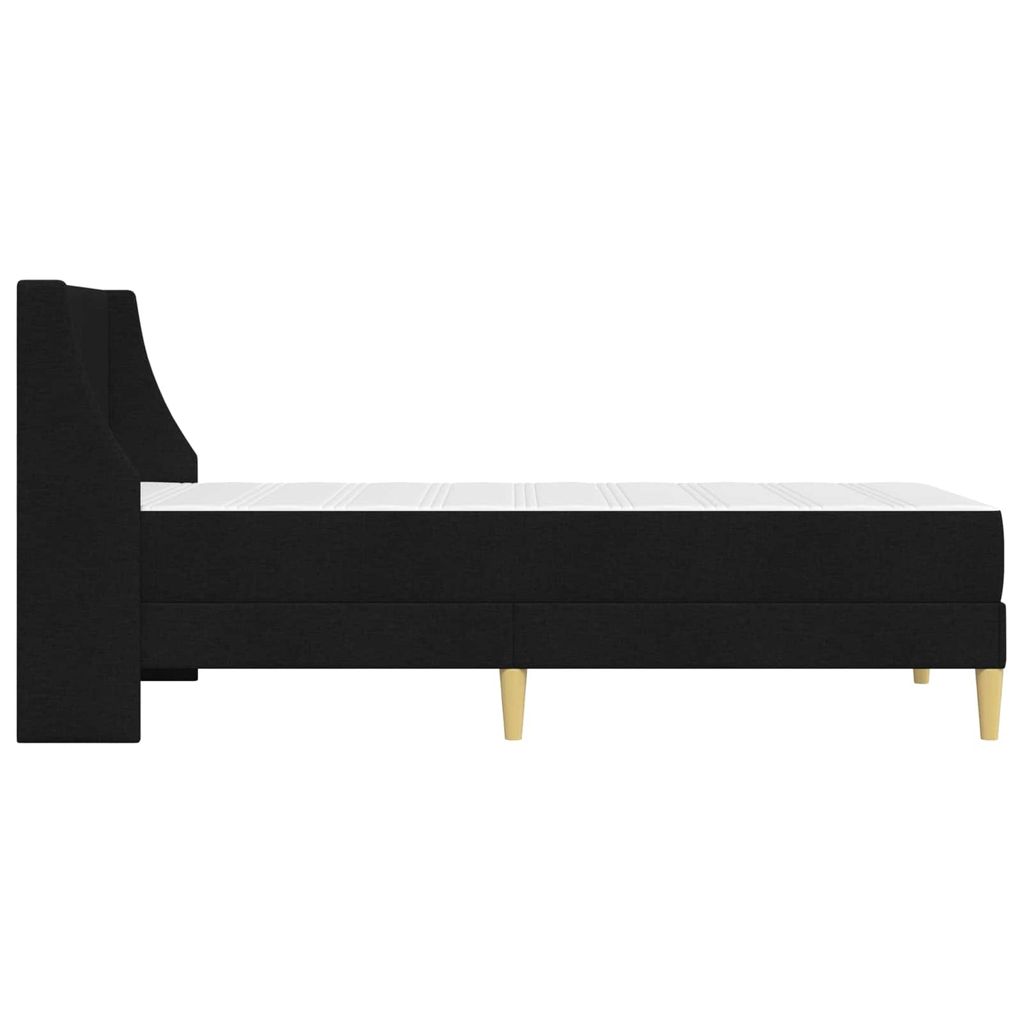 Sengeramme med madrass med hodegjerde Svart 90 x 190 cm stoff