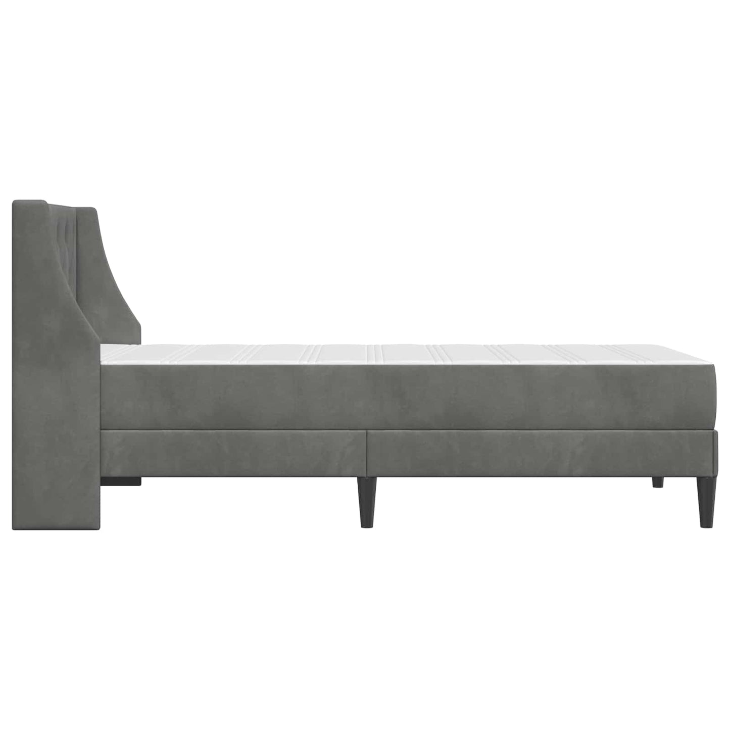 Sengeramme med madrass Mørkegrå 90 x 190 cm Fløyel