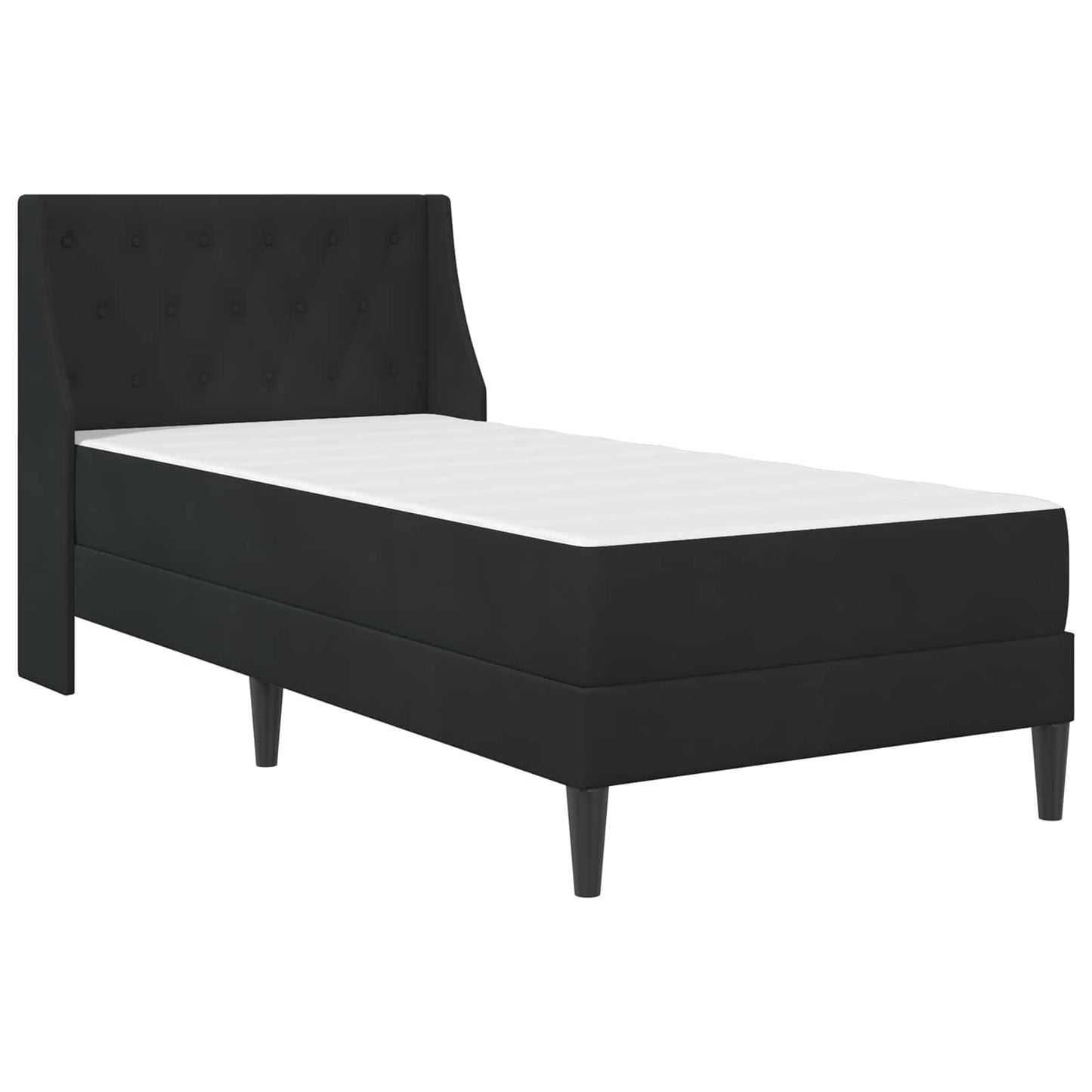 Sengeramme med madrass med hodegjerde Svart 90 x 190 cm Fløyel