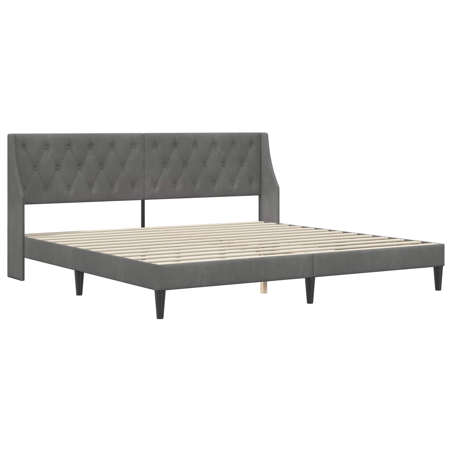 Sengeramme med madrass Mørkegrå 180 x 200 cm Fløyel