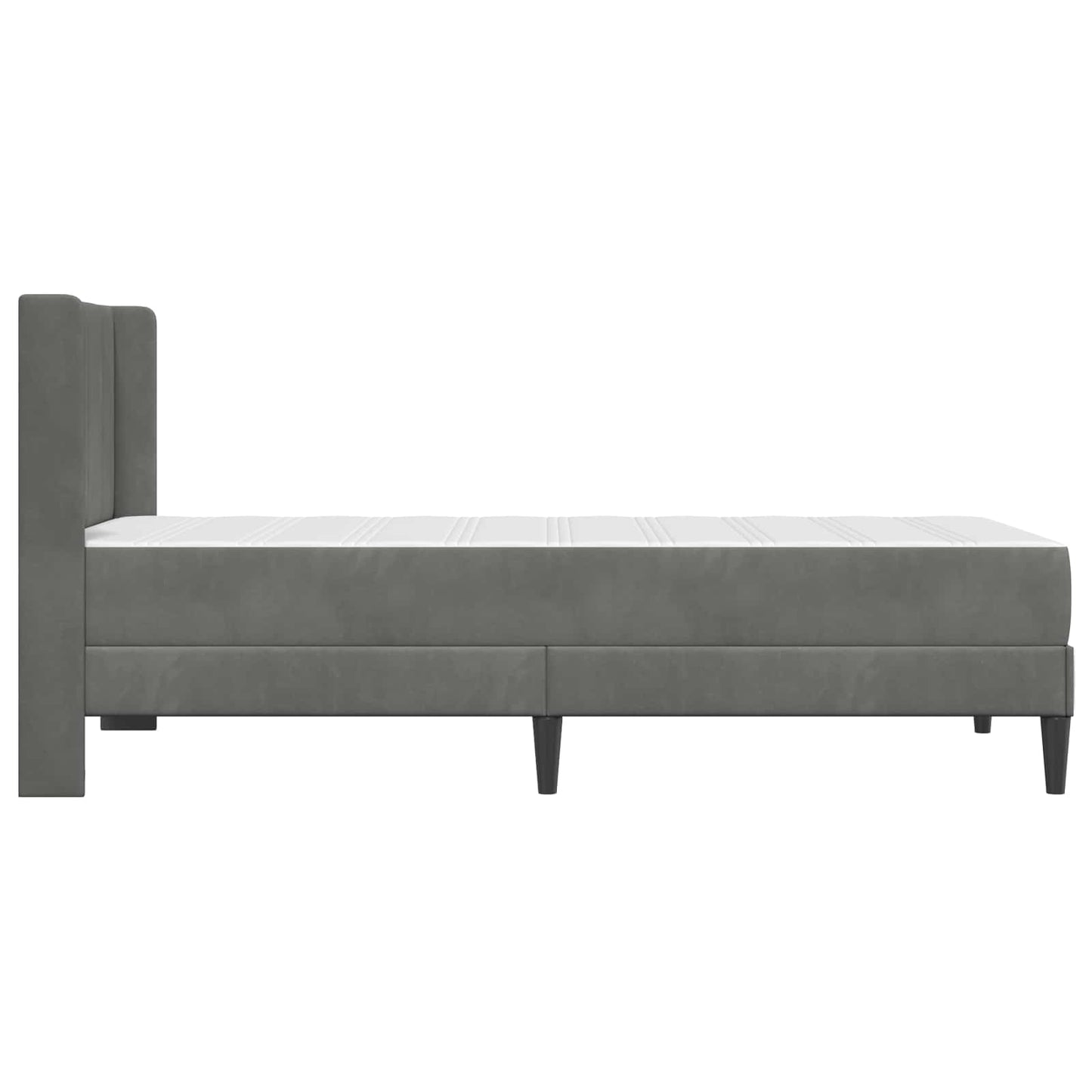 Sengeramme med madrass Mørkegrå 90 x 190 cm Fløyel