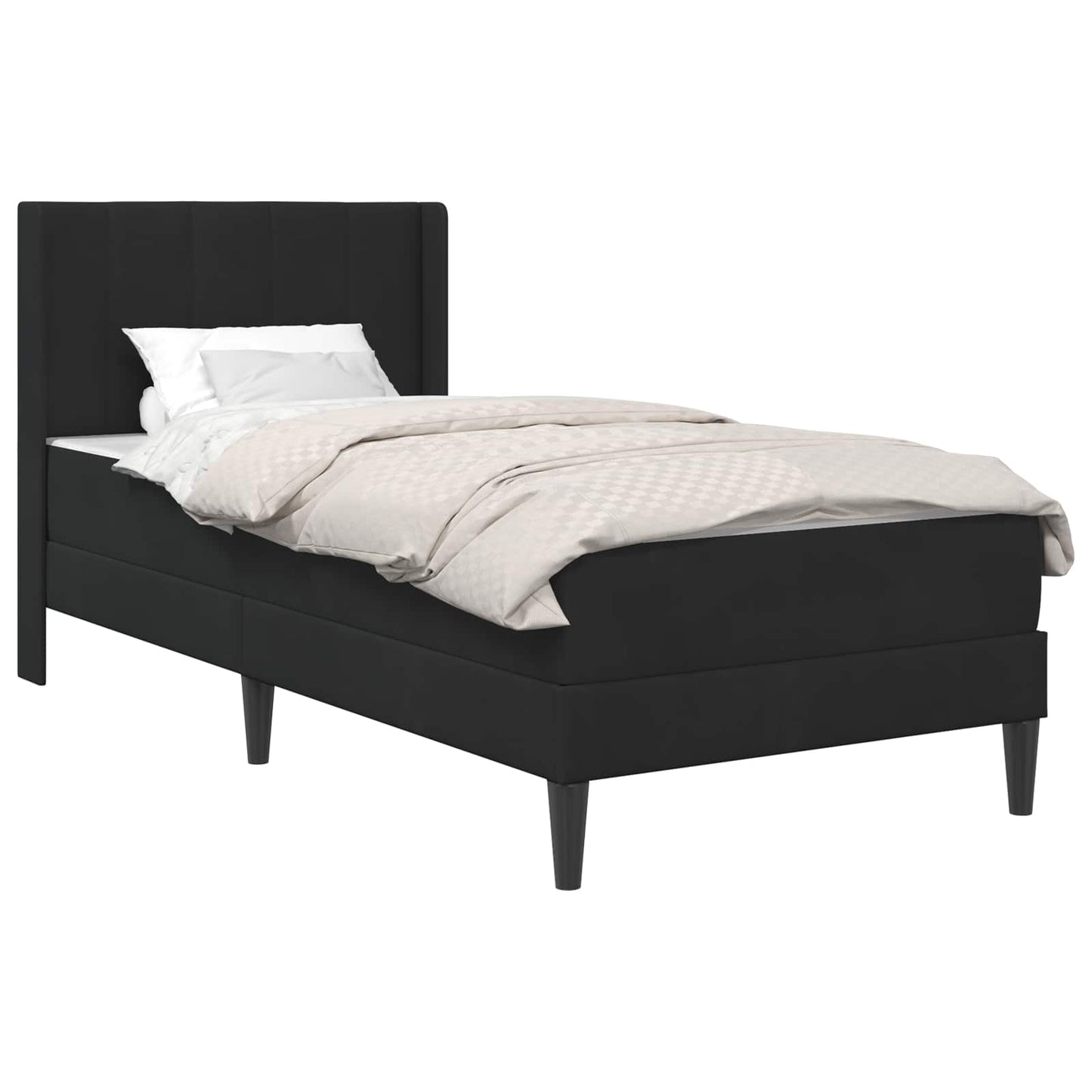 Sengeramme med madrass med hodegjerde Svart 90 x 190 cm Fløyel